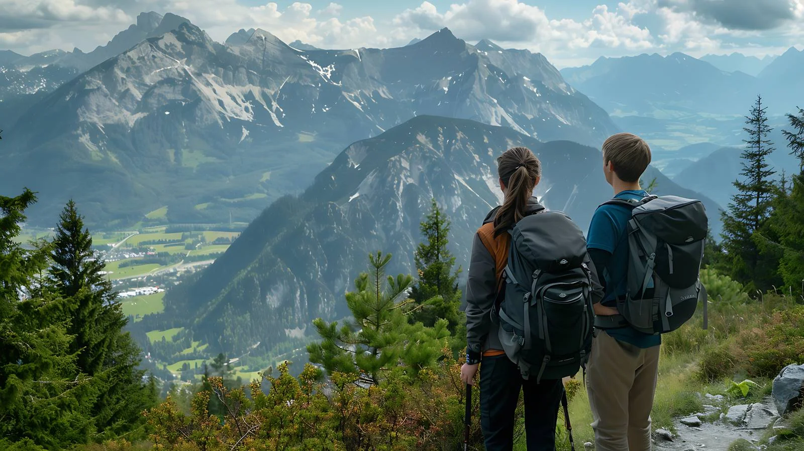 Adventure Hiking Couple Mountain Landscape View — free download from Dotvec