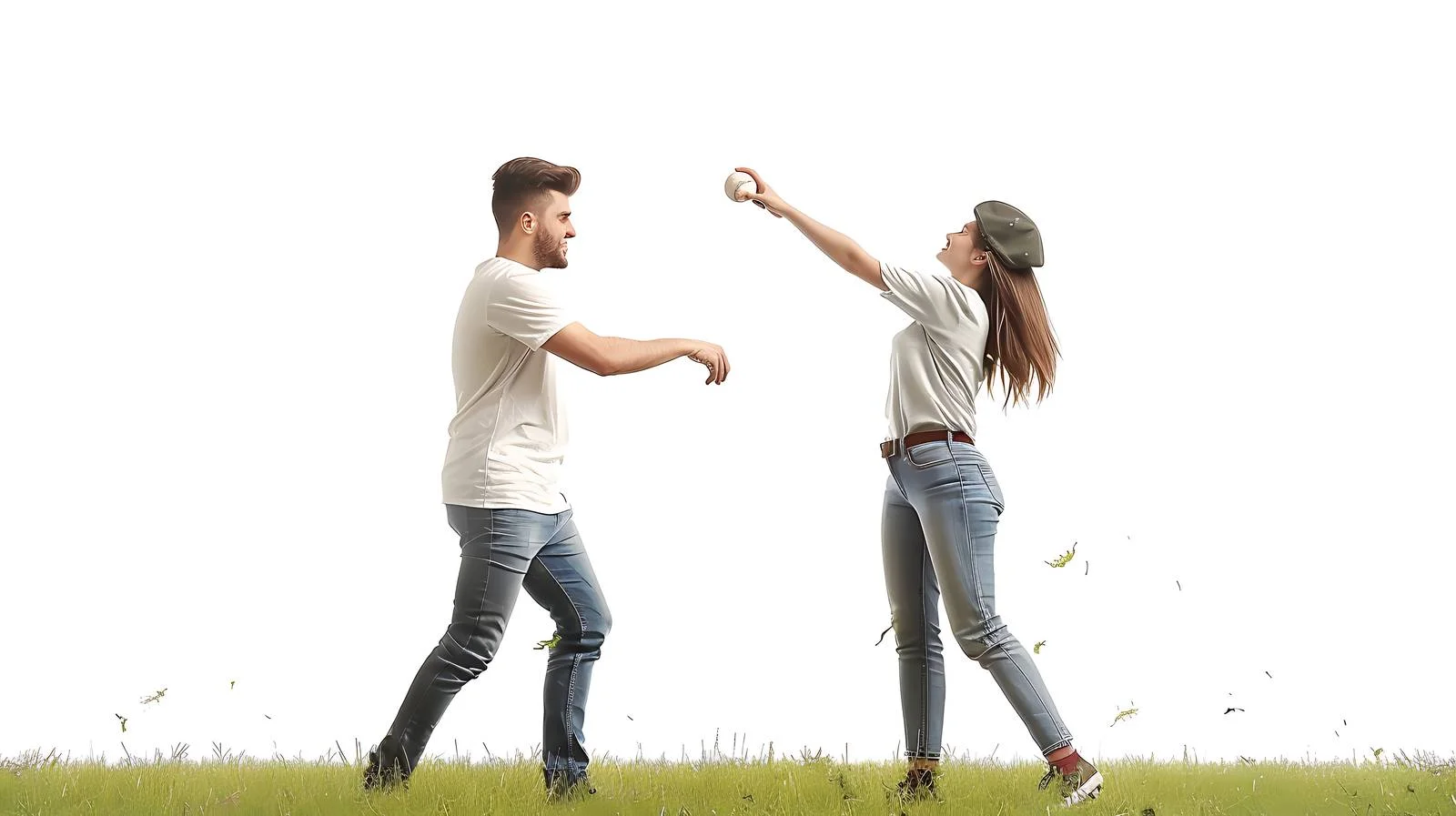 Joyful Couple Playing Baseball Outdoors — free download from Dotvec