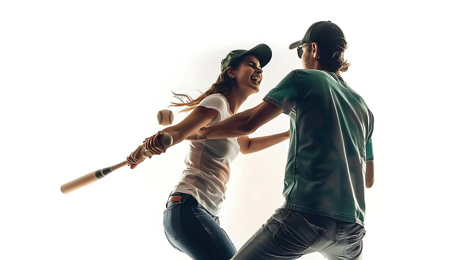 Active Couple Playing Baseball in Park — free download from Dotvec