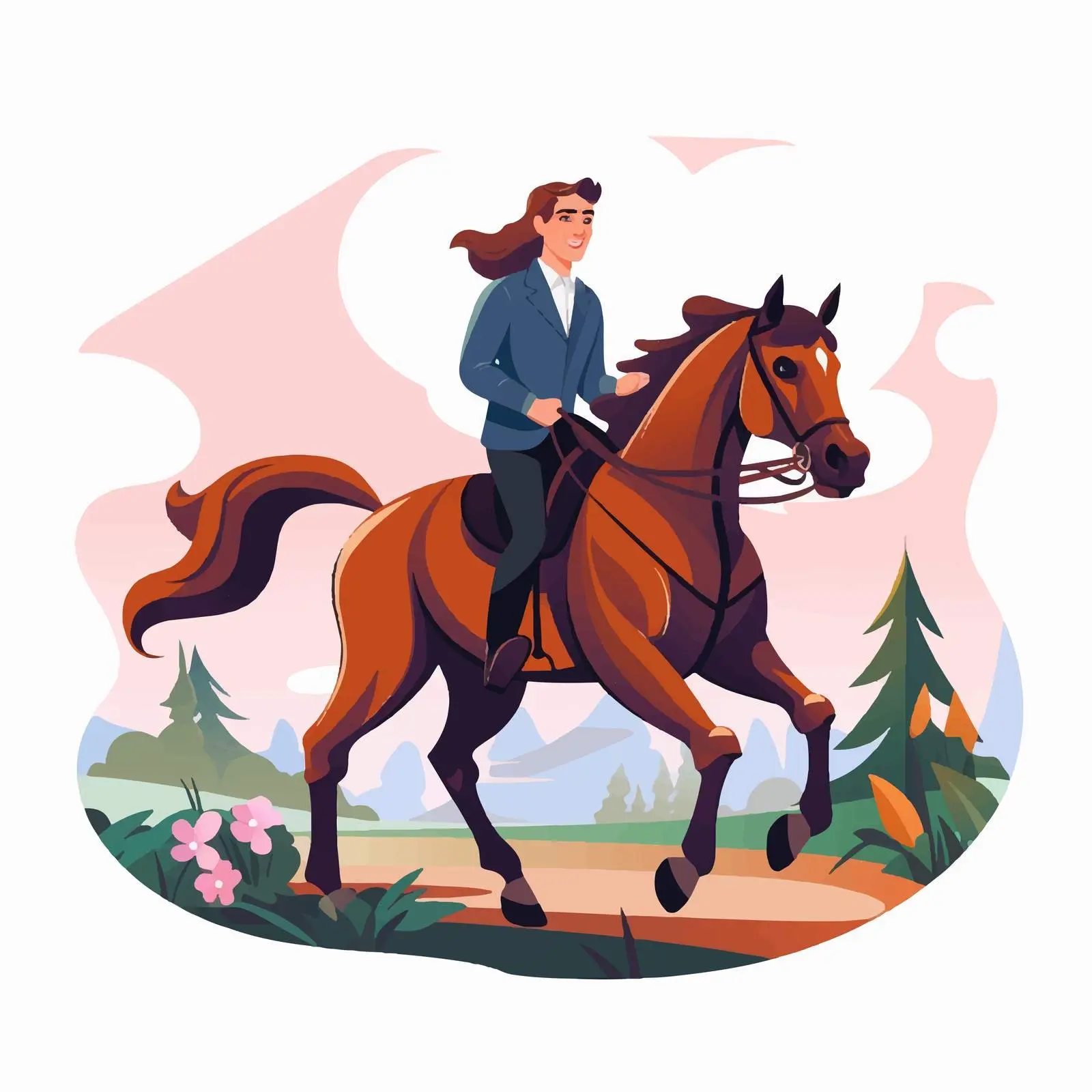 Young Couple Riding Horses in Nature — free download from Dotvec