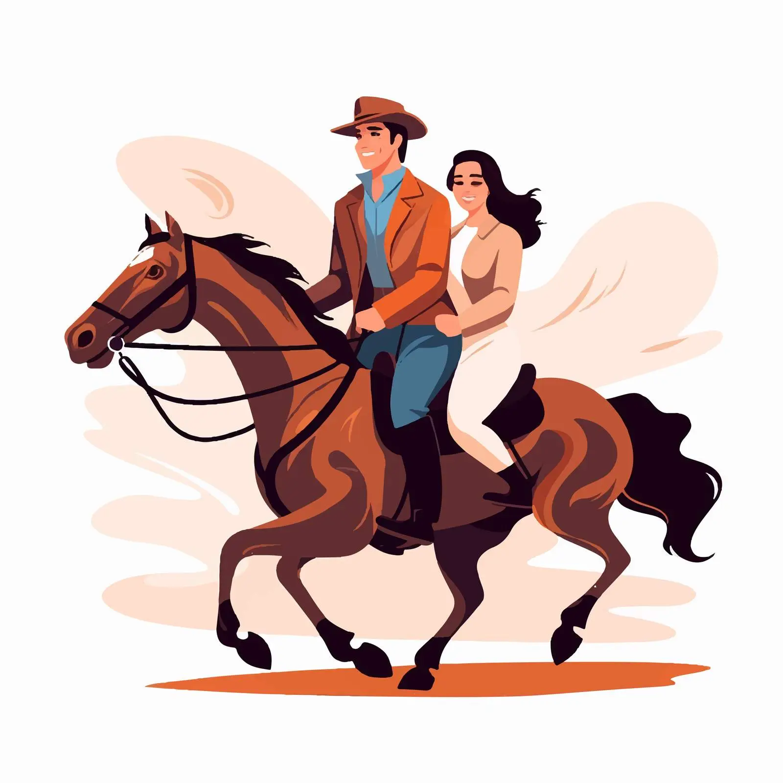 Young Couple Riding Horses on Scenic Trail — free download from Dotvec