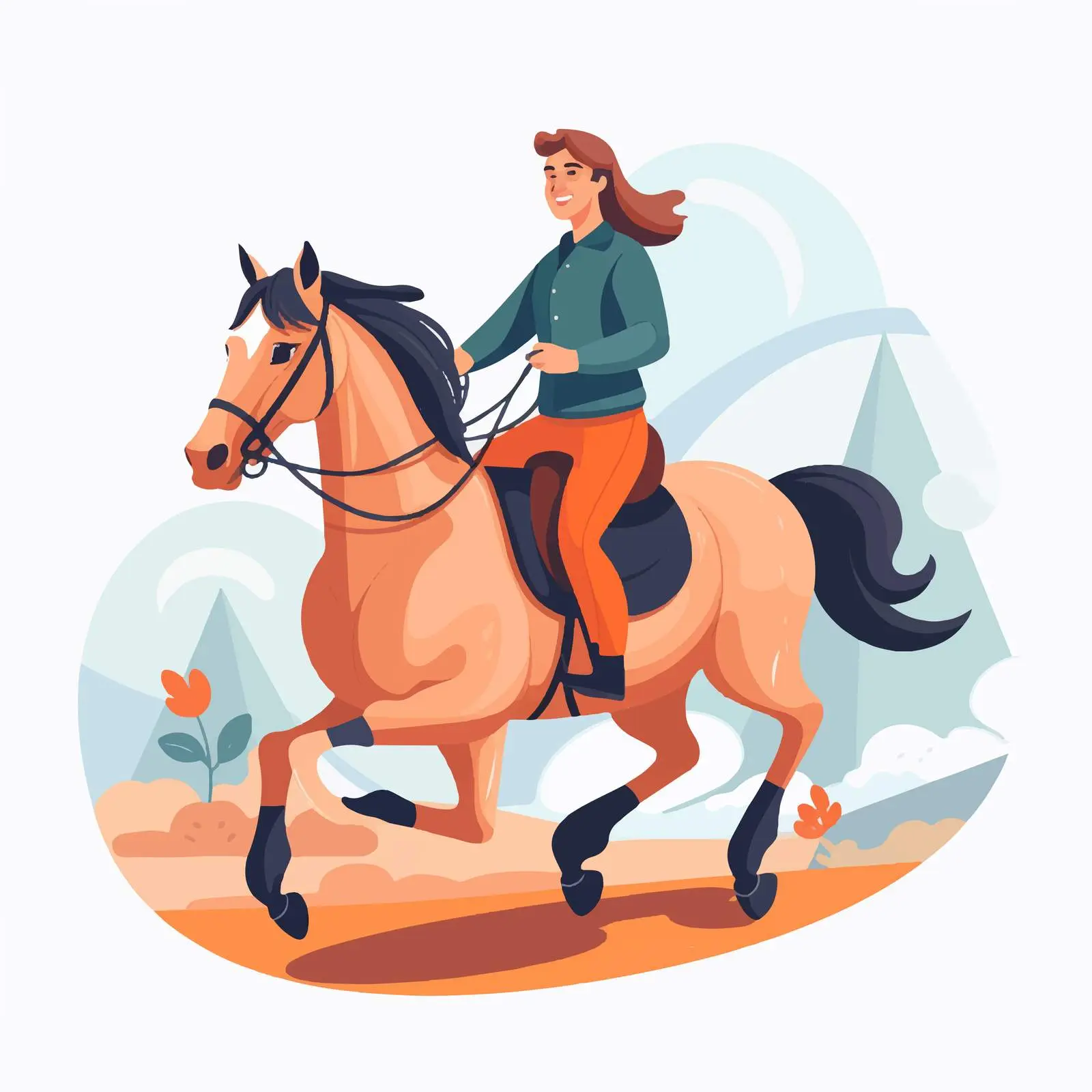 Young Couple Horseback Riding Together – free horseback image from Dotvec