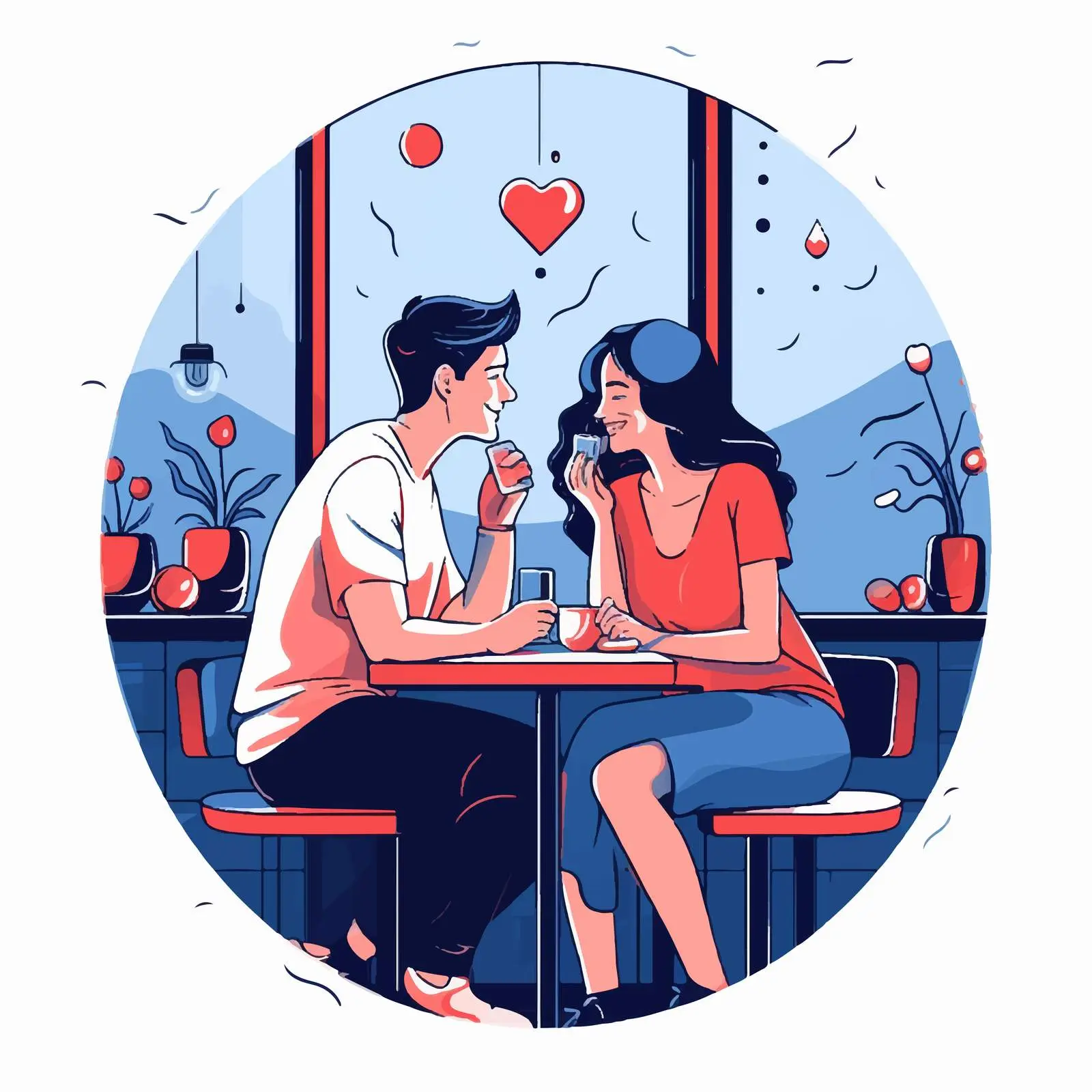 Romantic Date at Cafe with Wine — free download from Dotvec