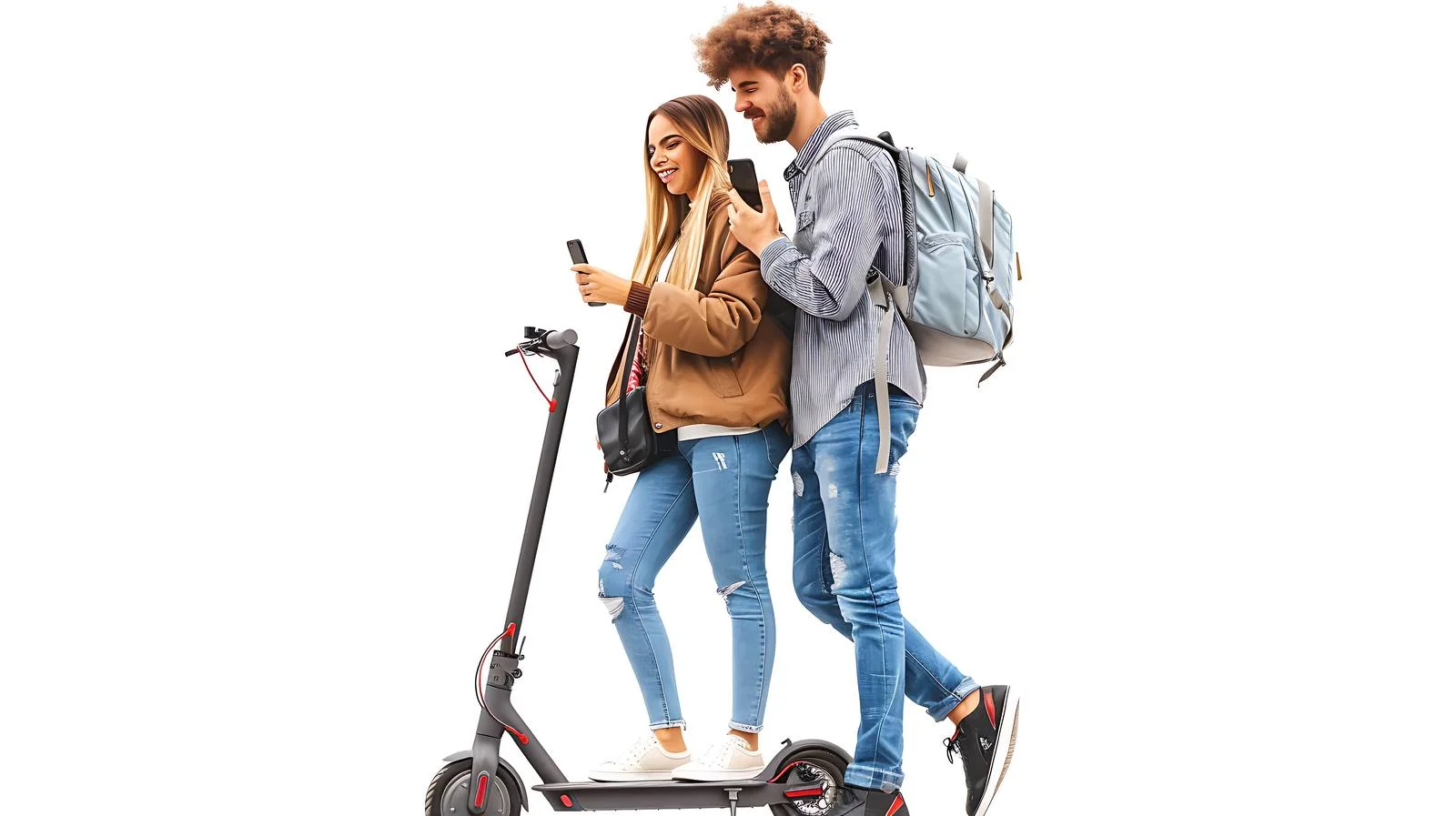 Modern Couple with Electric Scooter — free download from Dotvec