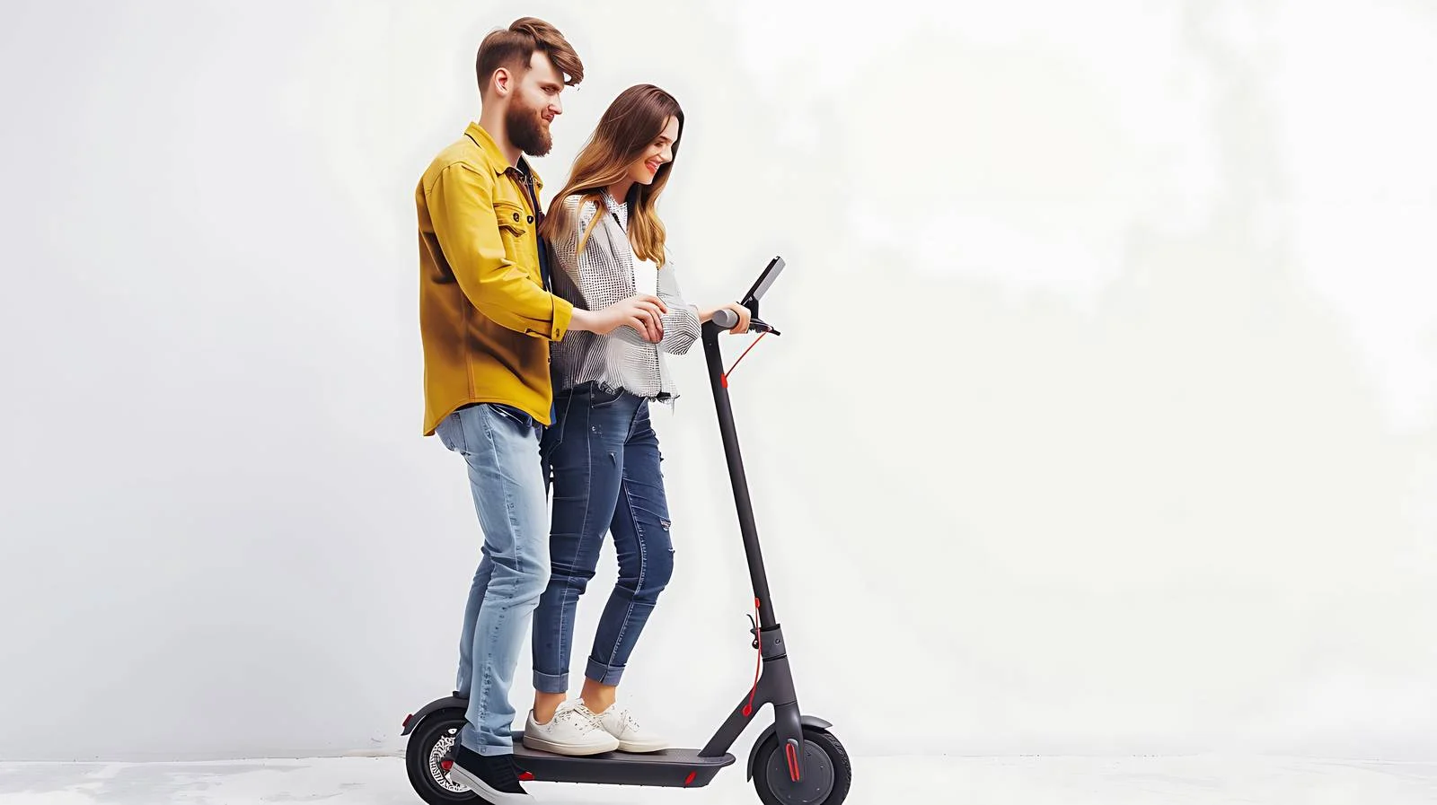 Urban Couple Electric Scooter Smartphone Usage — free download from Dotvec