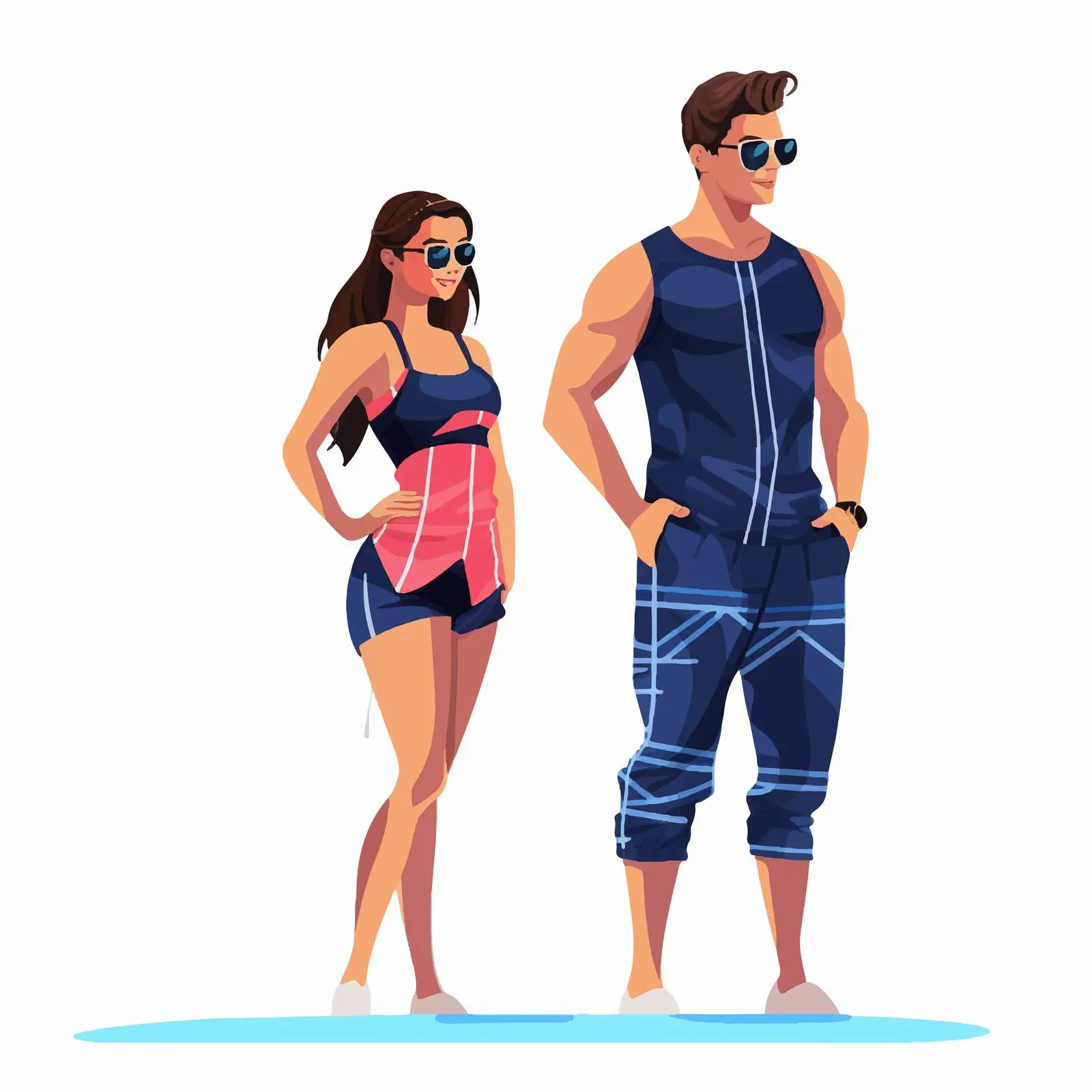 Young Couple in Swimsuits Cartoon Vector — free download from Dotvec