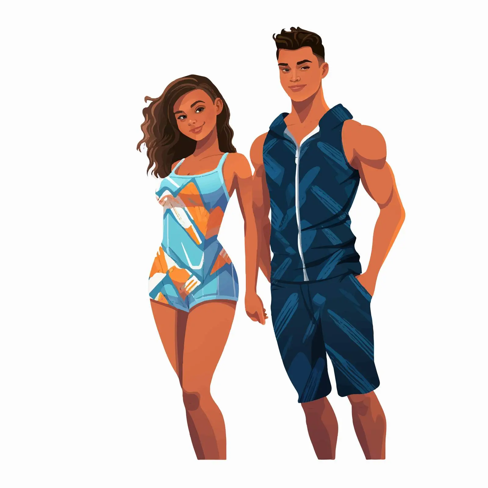 Young Couple Cartoon Swimsuit Vector Characters – free couples illustration image from Dotvec