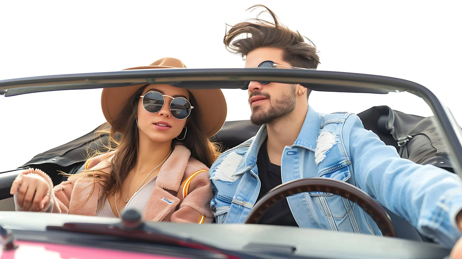 Stylish young couple driving travel car — free download from Dotvec