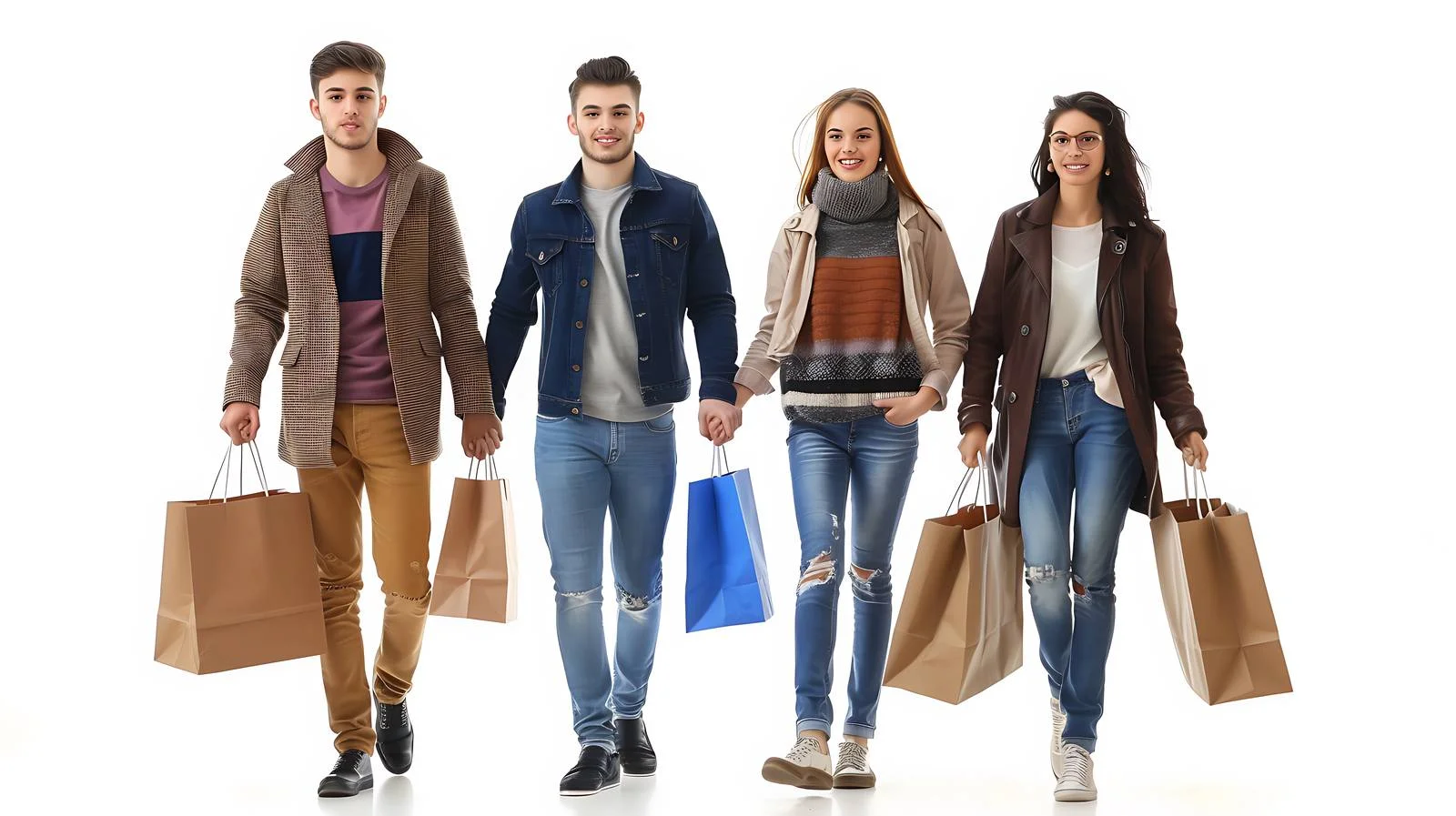 Young Couples Shopping Isolated White Background — free download from Dotvec