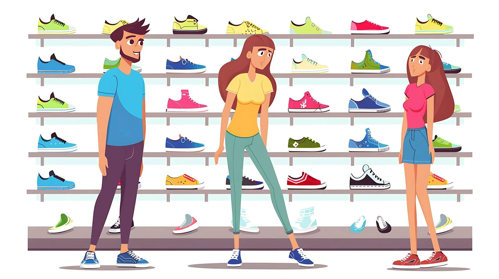 Young Couples Trying Shoes in Store — free download from Dotvec