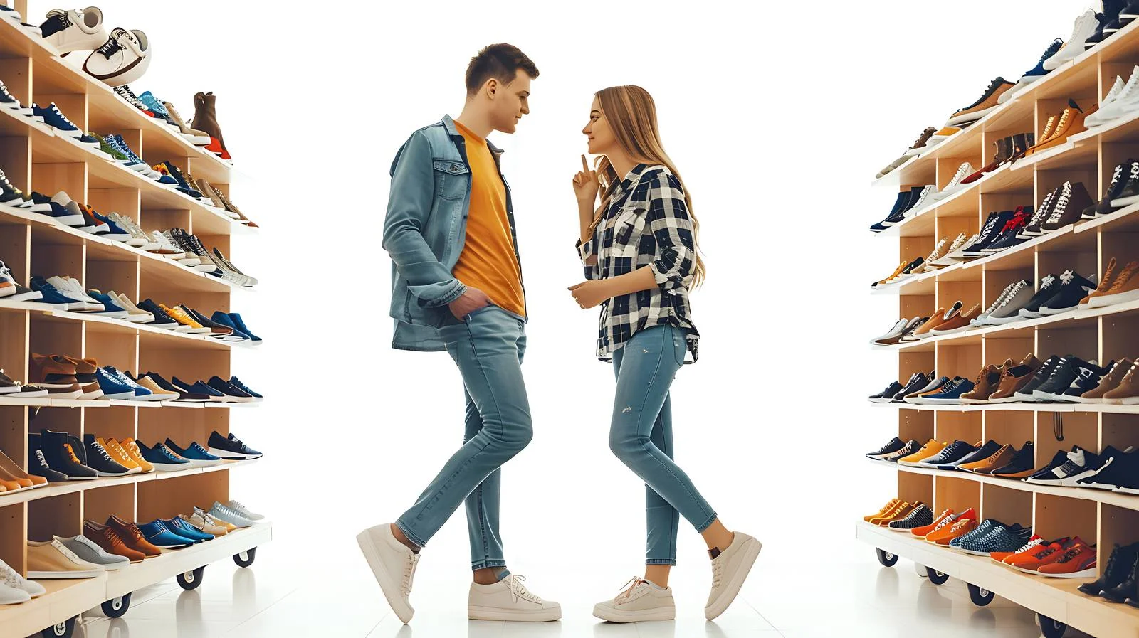 Couples Trying Shoes in Shoe Store — free download from Dotvec