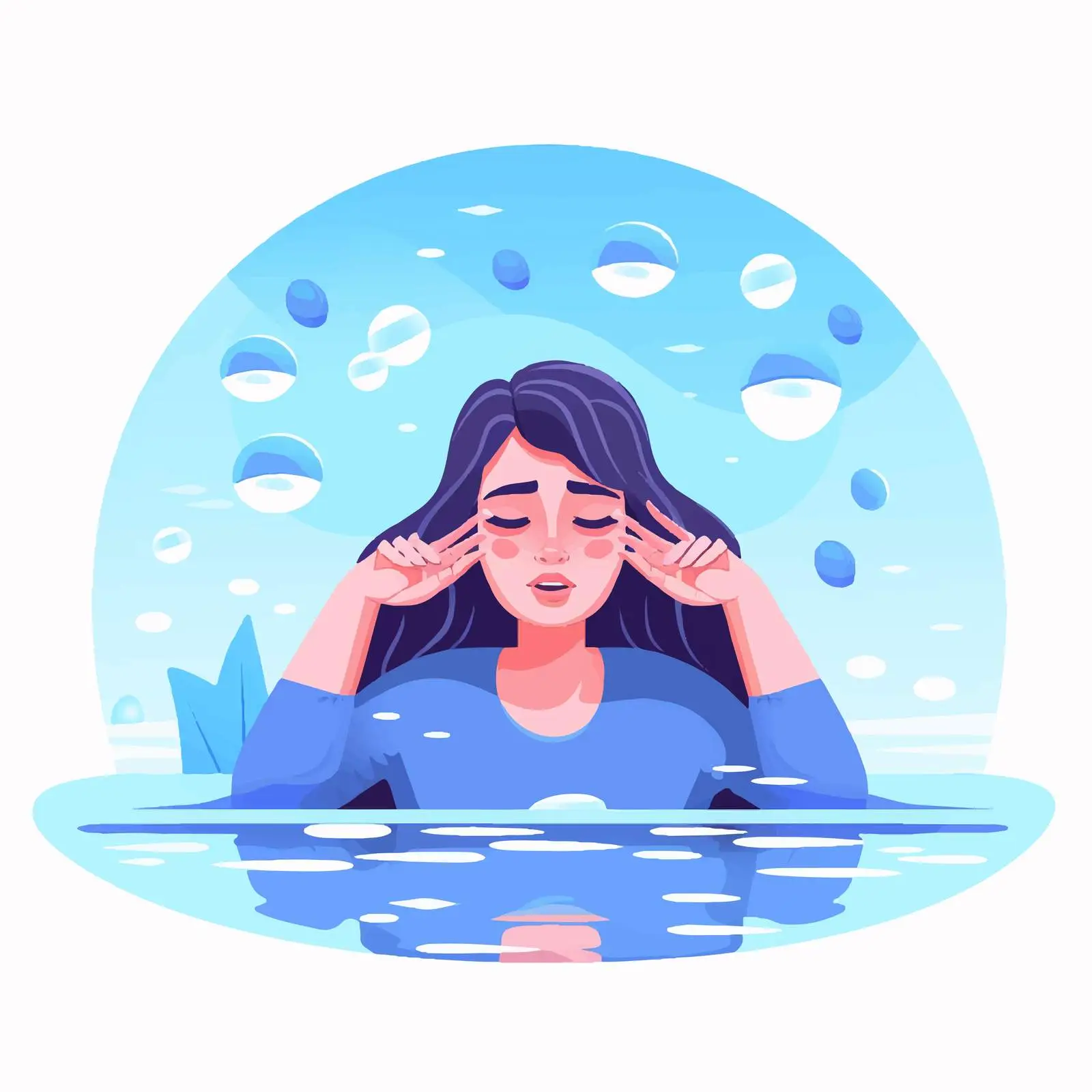 Depressed Woman in Pool Holding On — free download from Dotvec