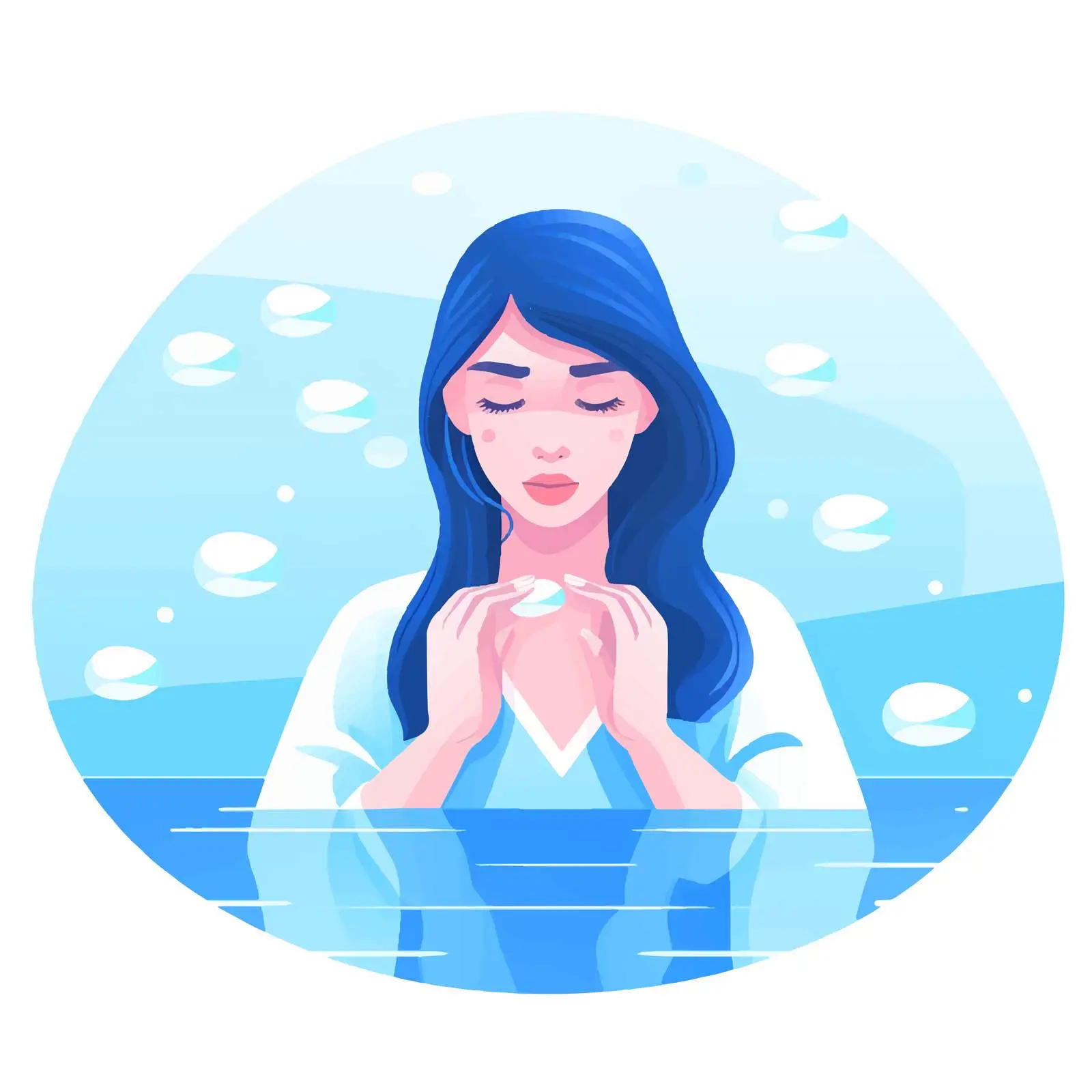 Young Depressed Woman Struggling in Pool — free download from Dotvec