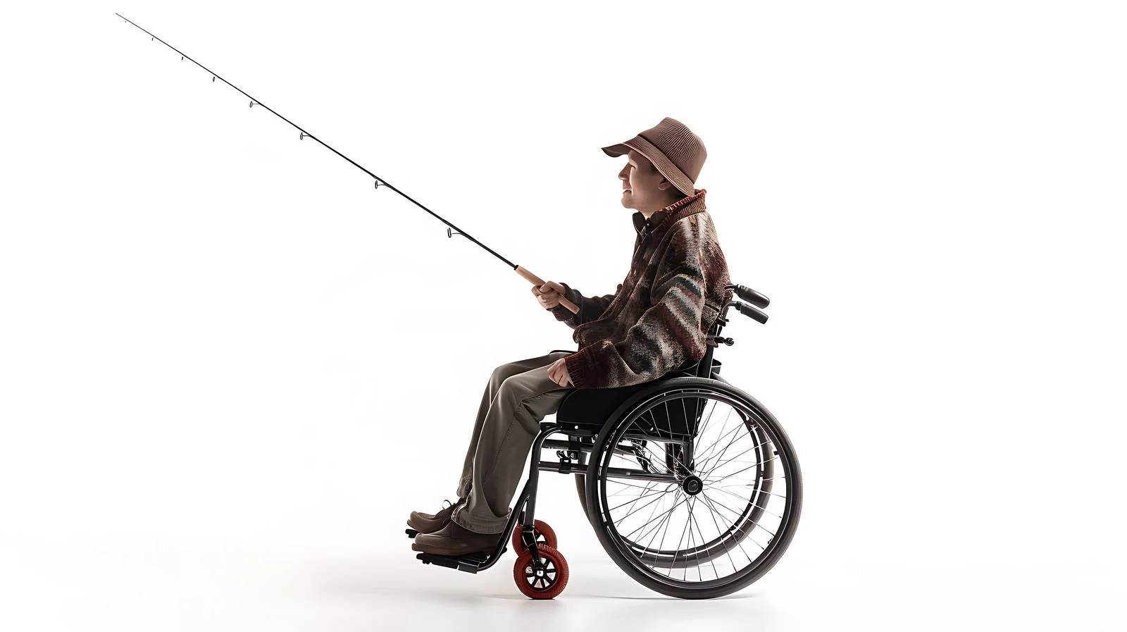 Disabled Man Fishing in Wheelchair — free download from Dotvec
