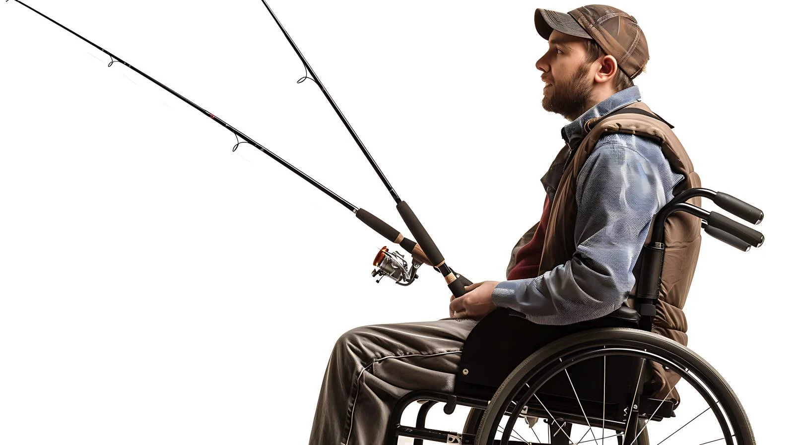Disabled Man Fishing in Wheelchair — free download from Dotvec