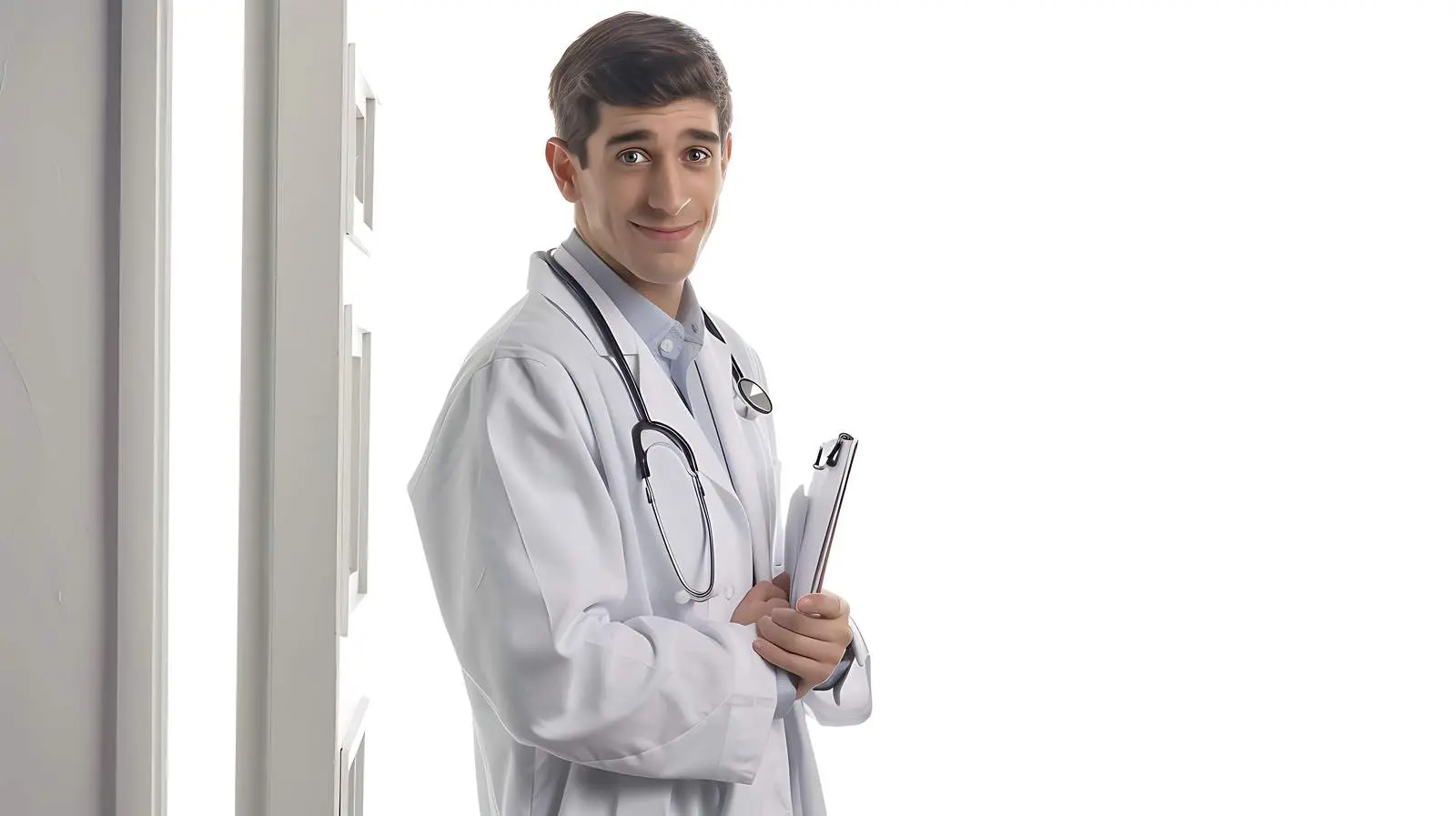 Young Doctor Entering Office Isolated on White Background – free medical staff image from Dotvec