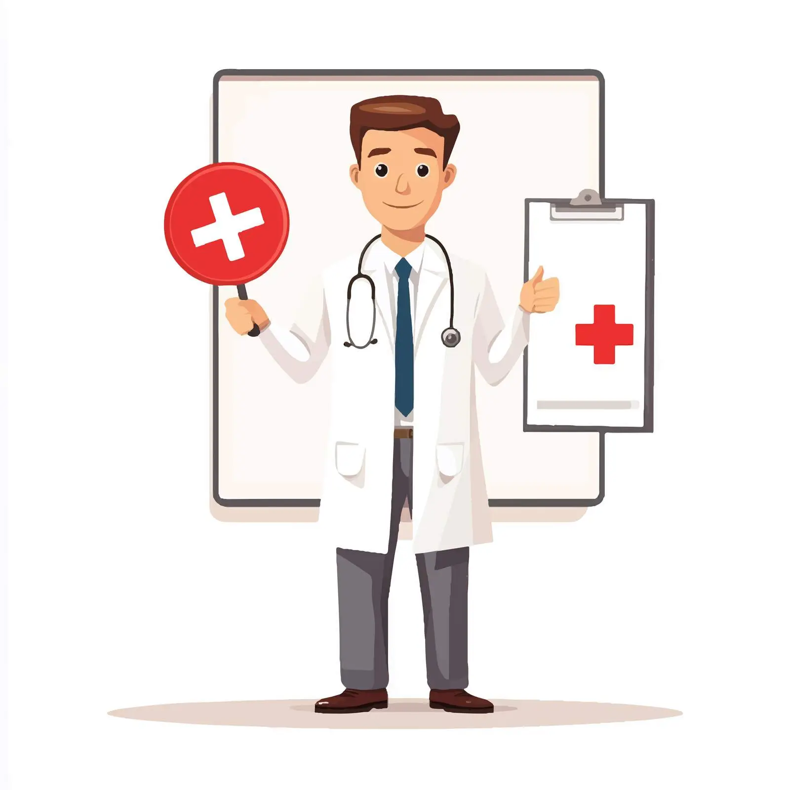 Young Doctor with Right and Wrong Sign Illustration — free download from Dotvec