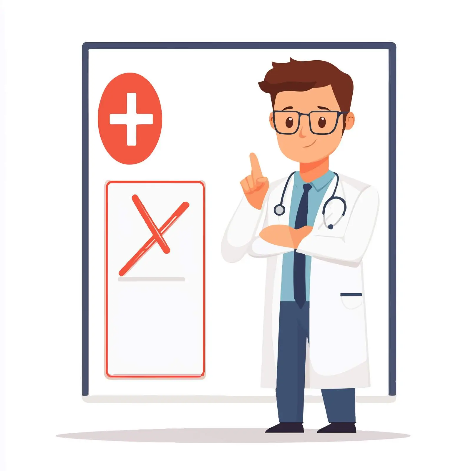 Young Doctor with Signs Illustration — free download from Dotvec