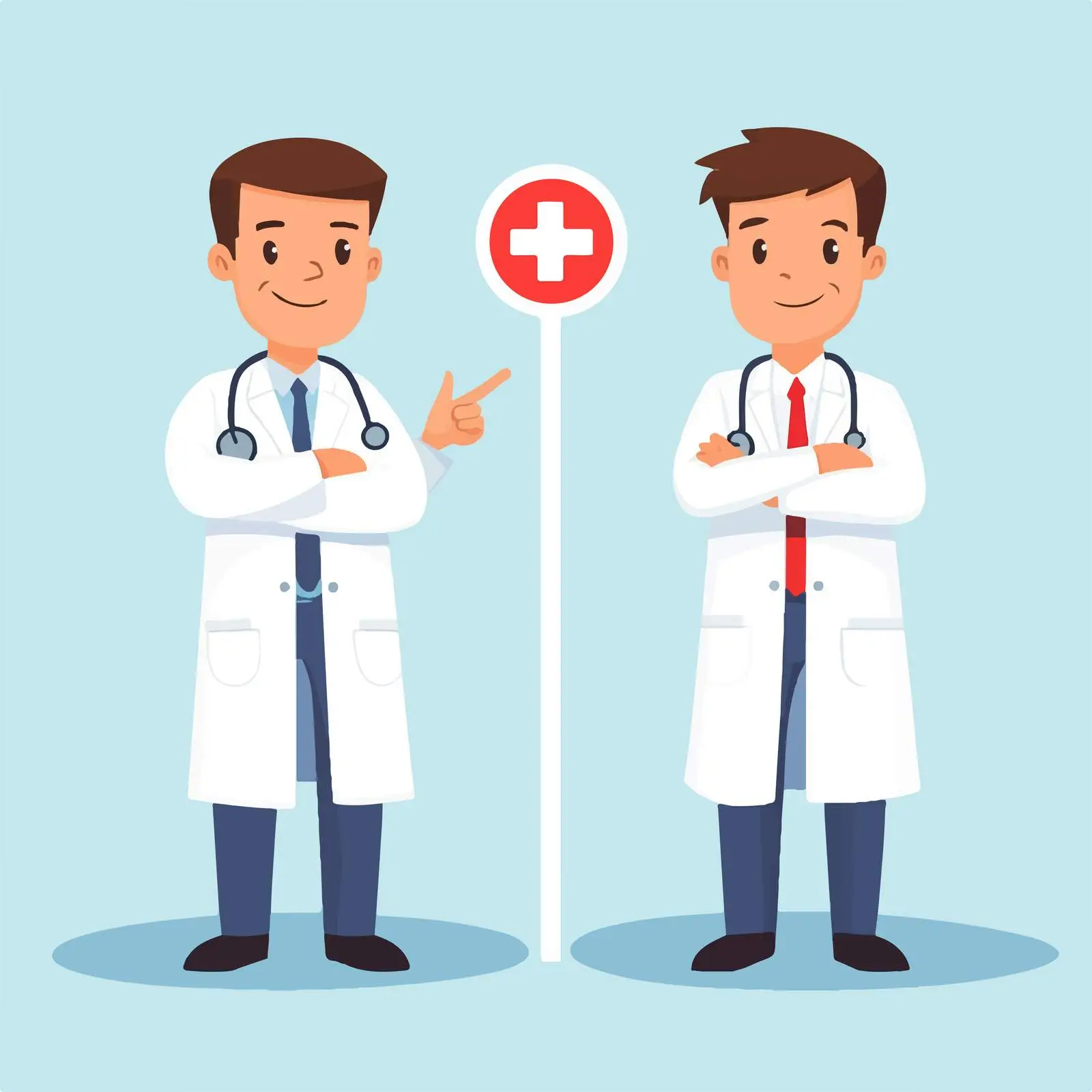 Young Doctor with Right and Wrong Sign Illustration — free download from Dotvec