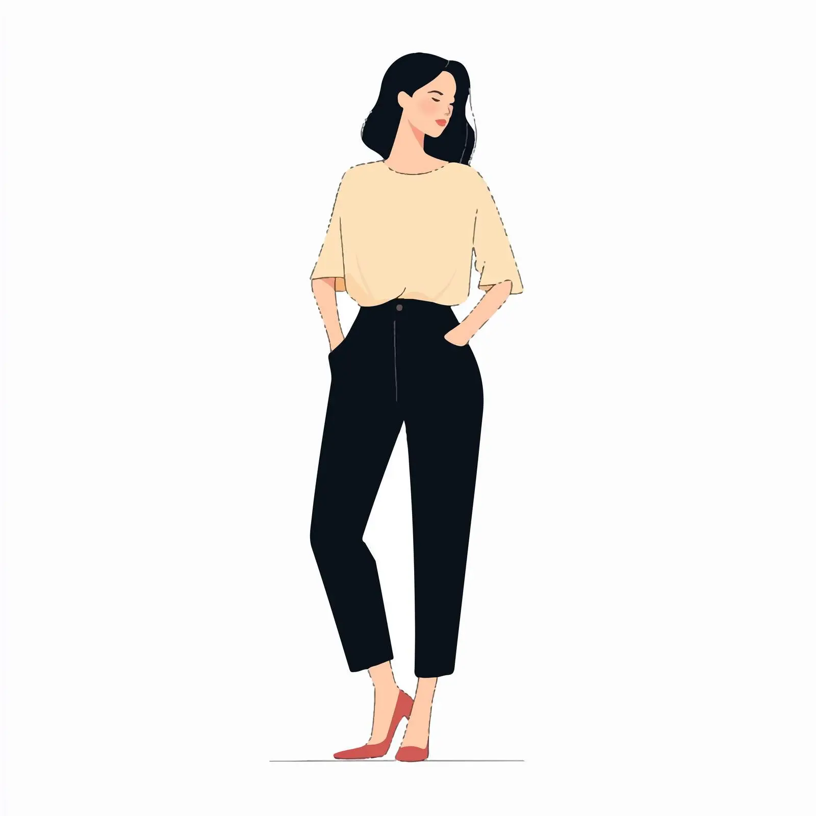 Elegant Woman Posing with Hands in Pockets — free download from Dotvec