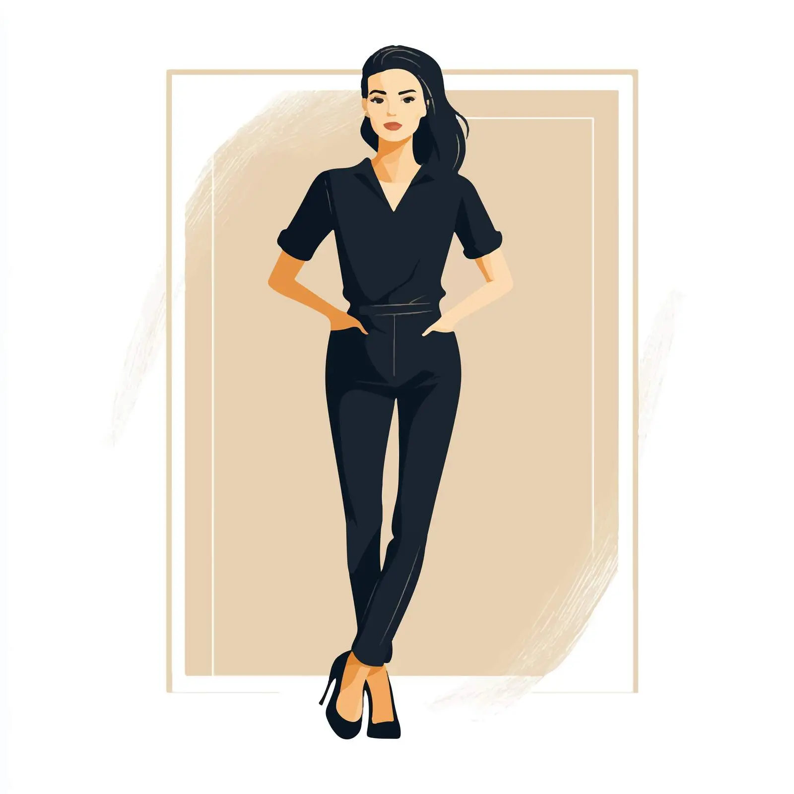 Elegant Young Woman Posing with Hands in Pockets — free download from Dotvec
