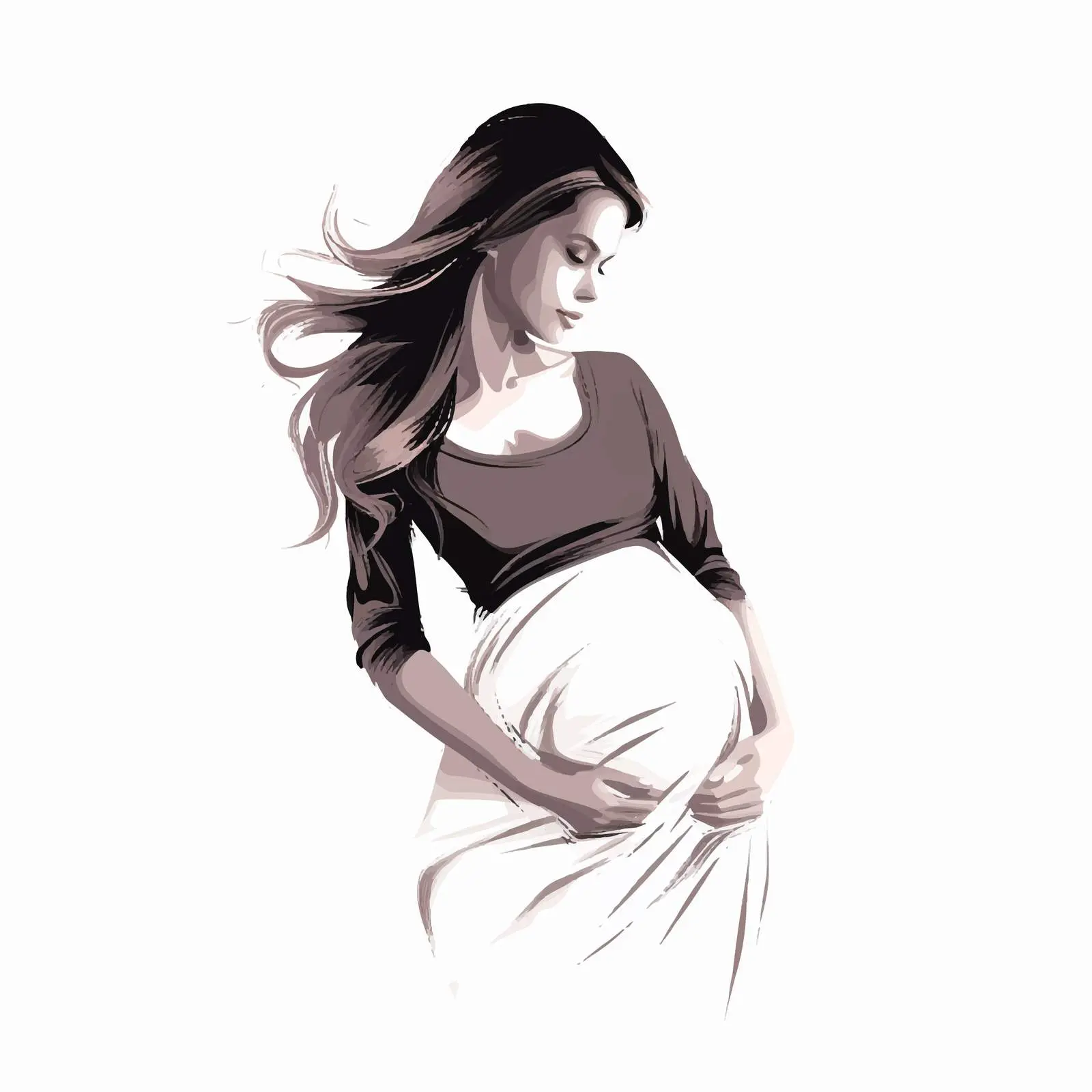 Expectant Mother with Big Belly in Minimalist Style – free expectant mother image from Dotvec