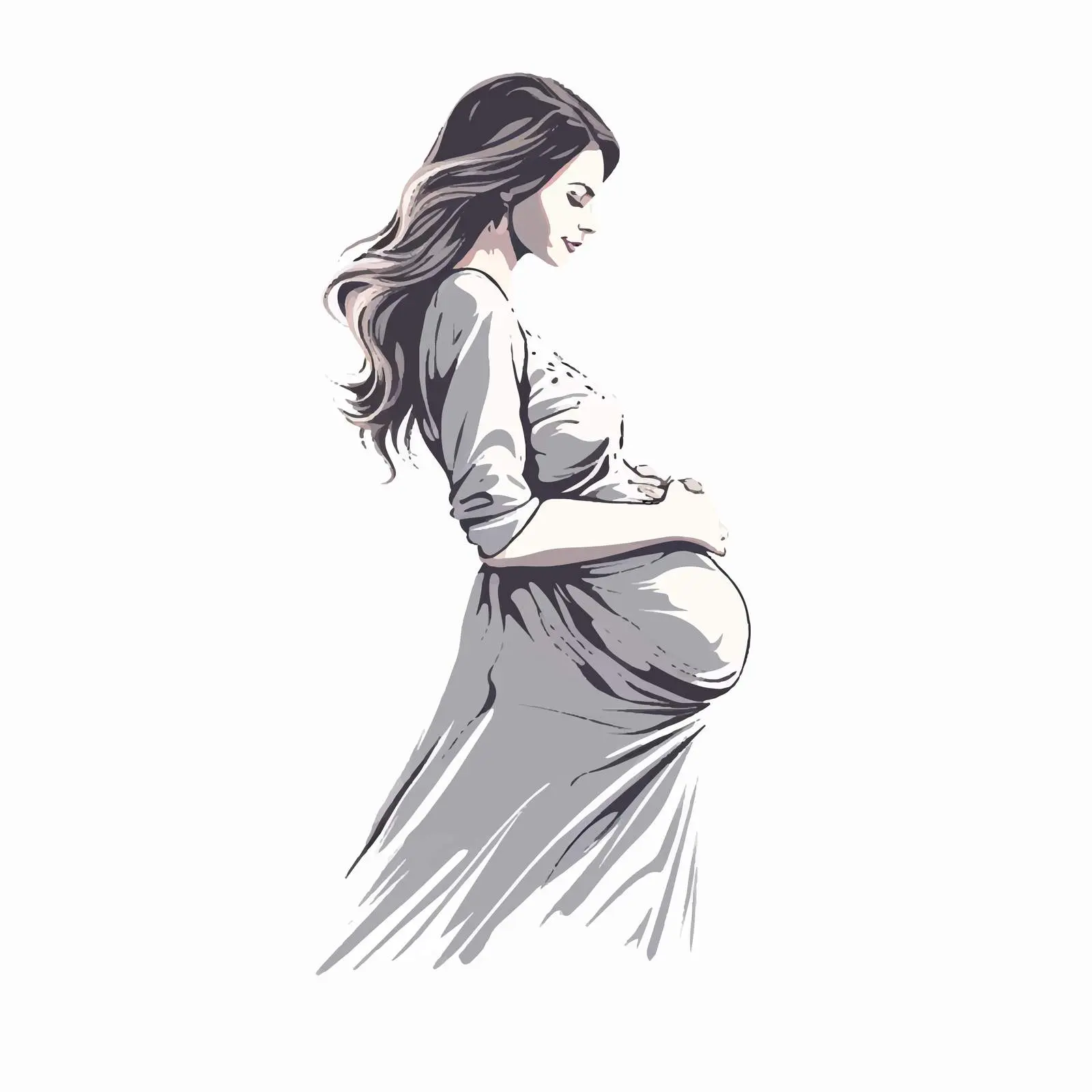Minimalist Expectant Mother with Baby Bump – free expectant mother image from Dotvec