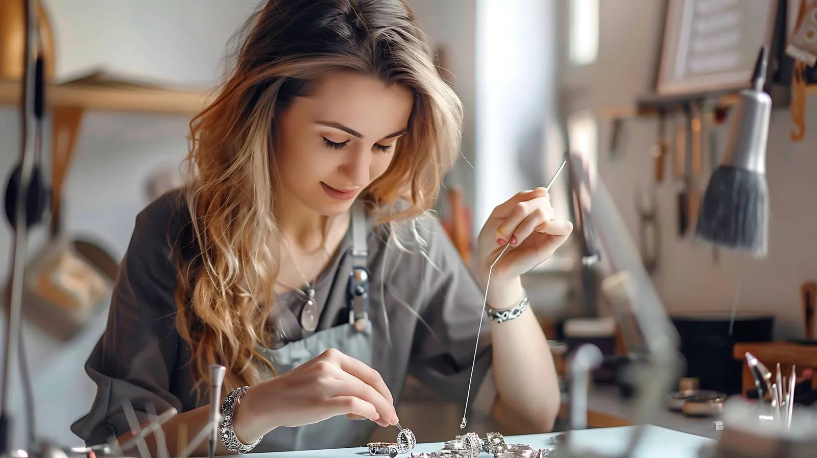 Jeweler Polishing Jewelry in Workshop — free download from Dotvec