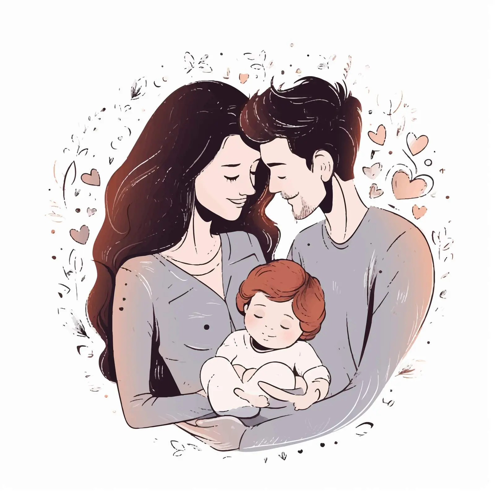 Warm Family Love with Newborn Embrace – free hugging image from Dotvec