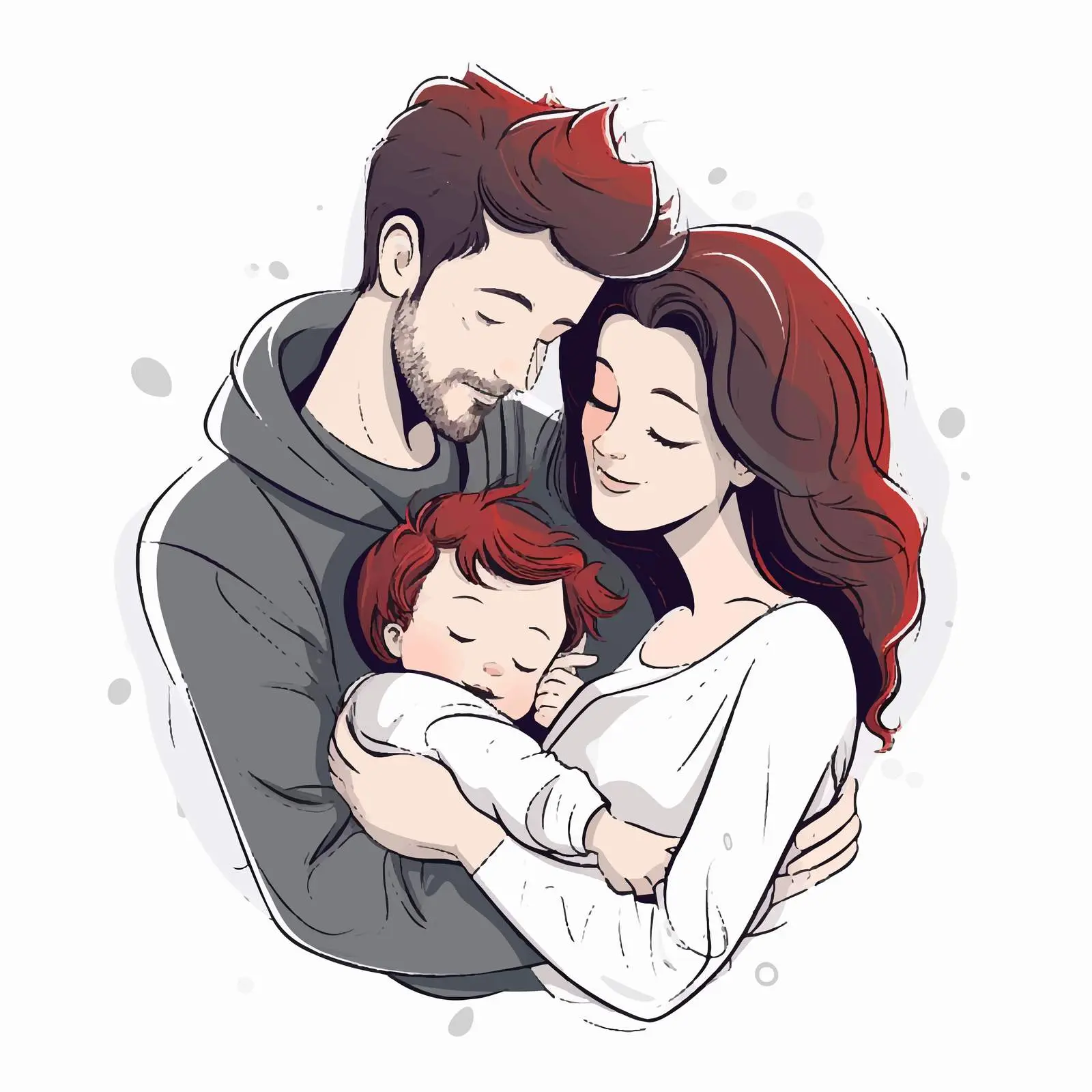 Family Love: Parents with Newborn Embrace – free hugging image from Dotvec