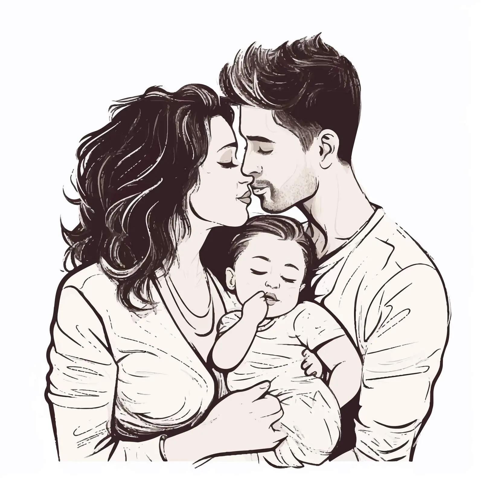 Family Love: Parents Kissing Baby — free download from Dotvec