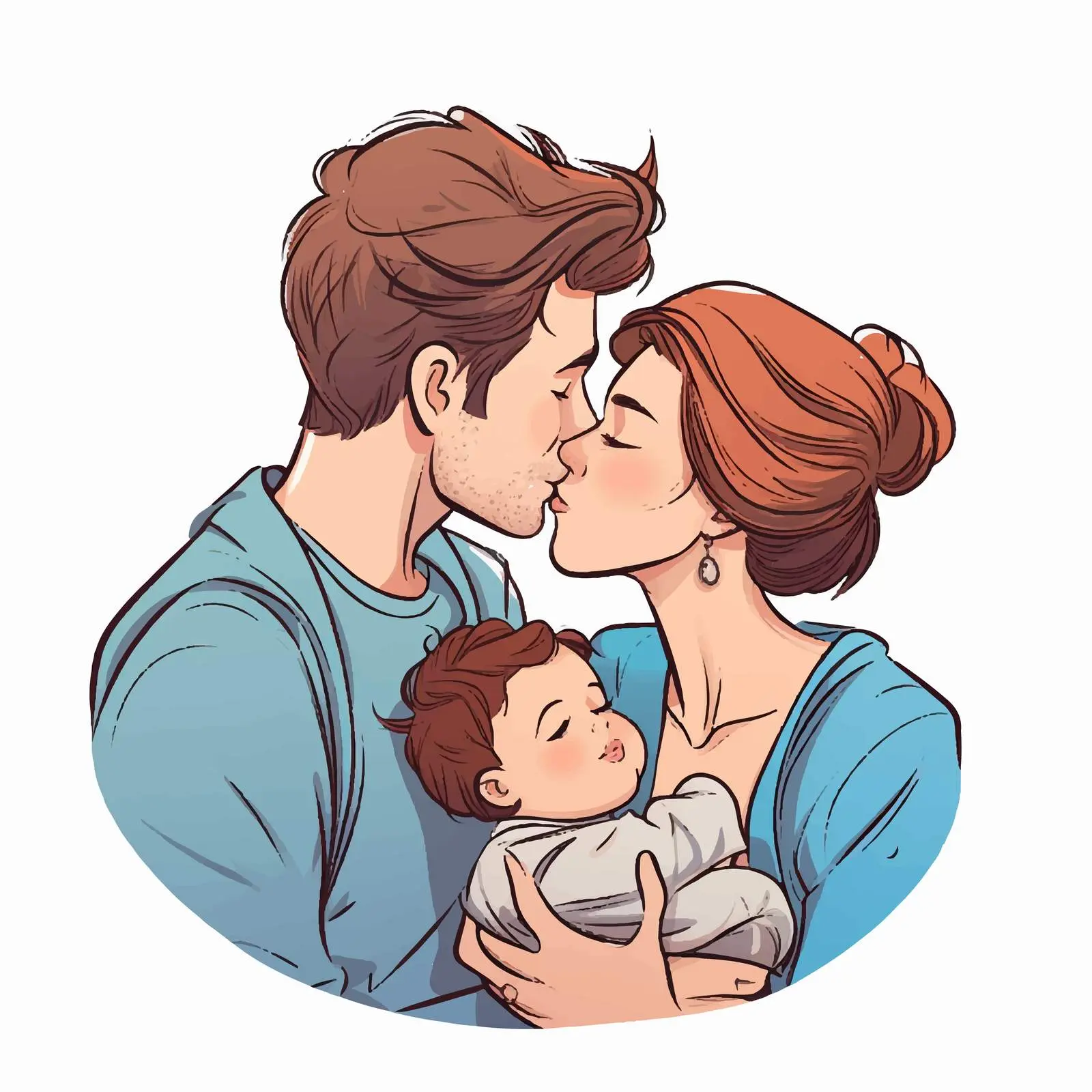 Young Family Love: Parents Kissing Baby — free download from Dotvec