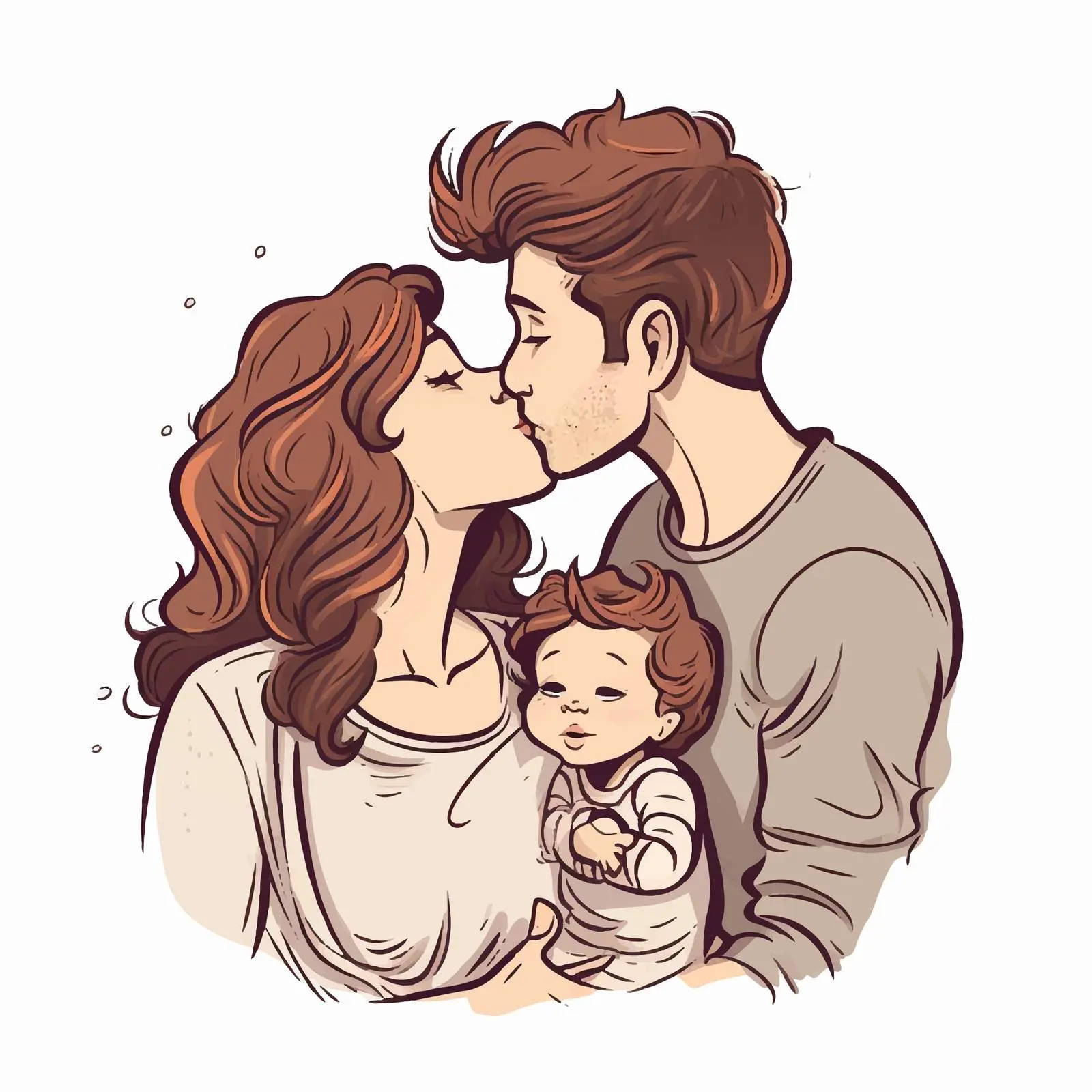 Family Love: Parents Kissing Baby Joyfully — free download from Dotvec