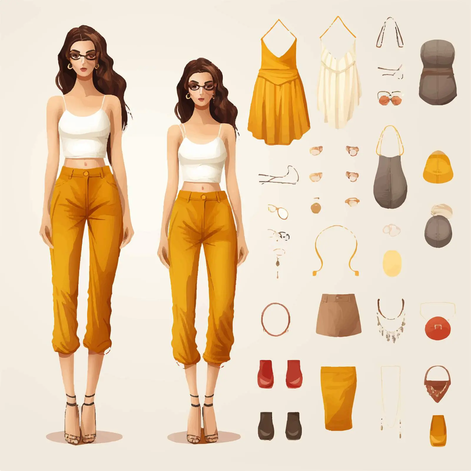 Stylish Woman DIY Fashion Creation Kit — free download from Dotvec