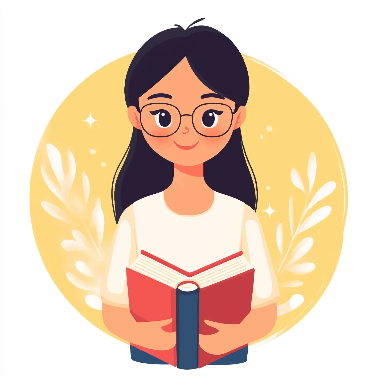Young Female Student Cartoon Illustration with Books — free download from Dotvec
