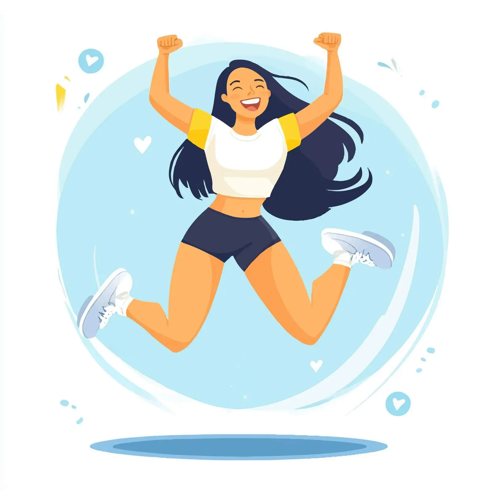 Fitness Woman Celebrating Victory with Joyful Jump — free download from Dotvec