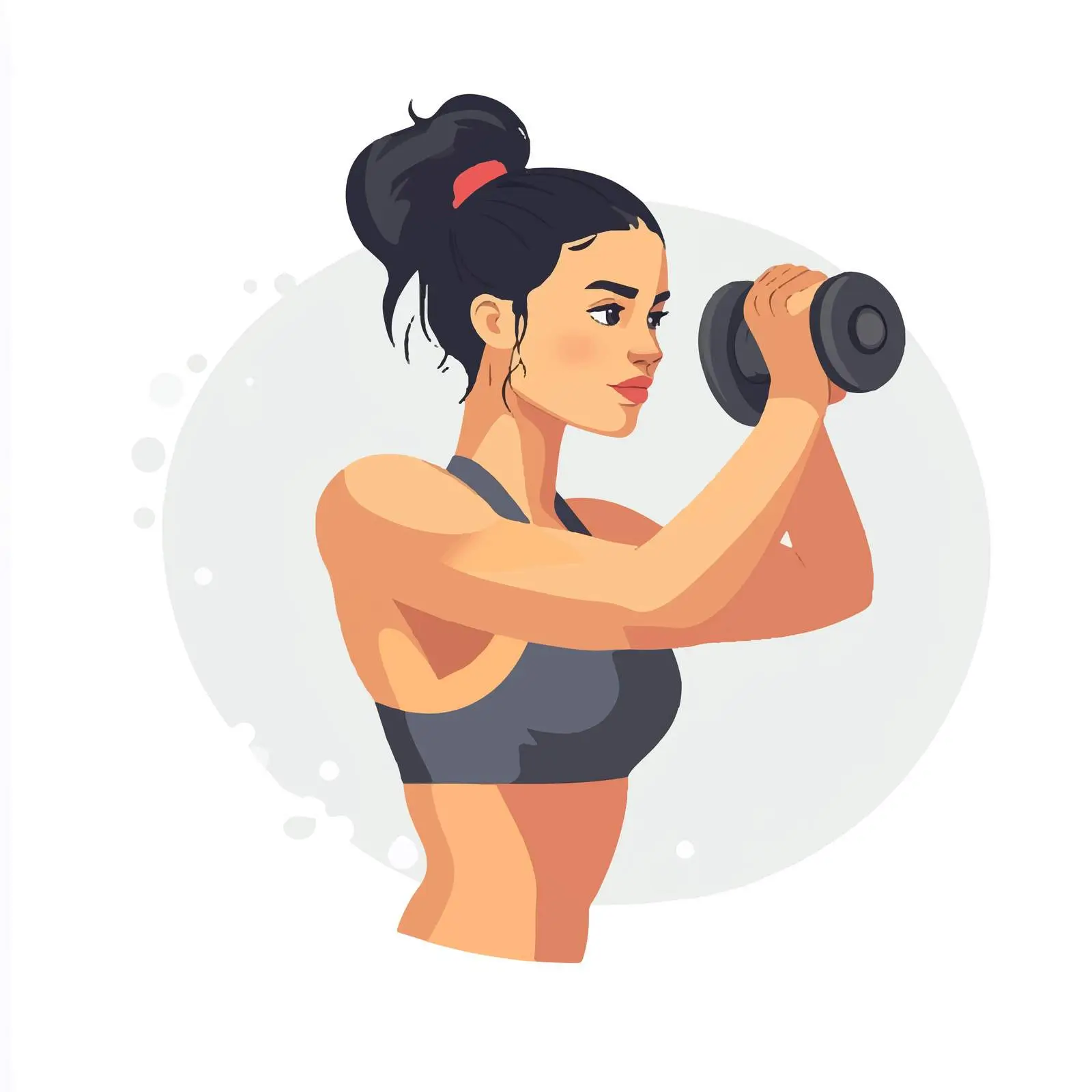 Fitness Woman Dumbbell Curl Vector Illustration — free download from Dotvec