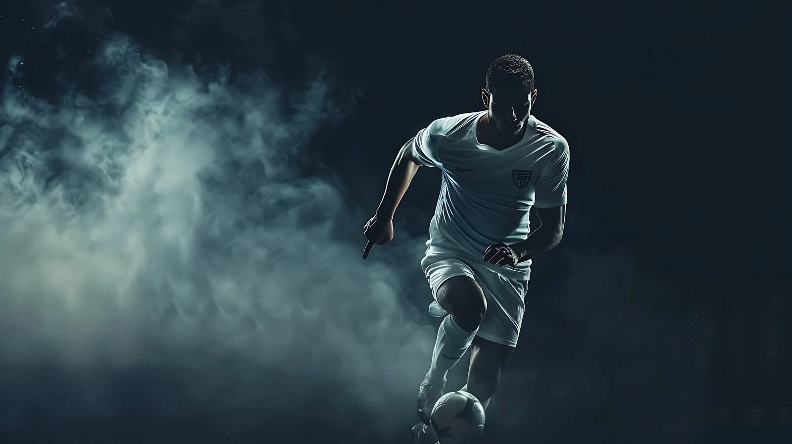 Agile young athlete on dim football field — free download from Dotvec