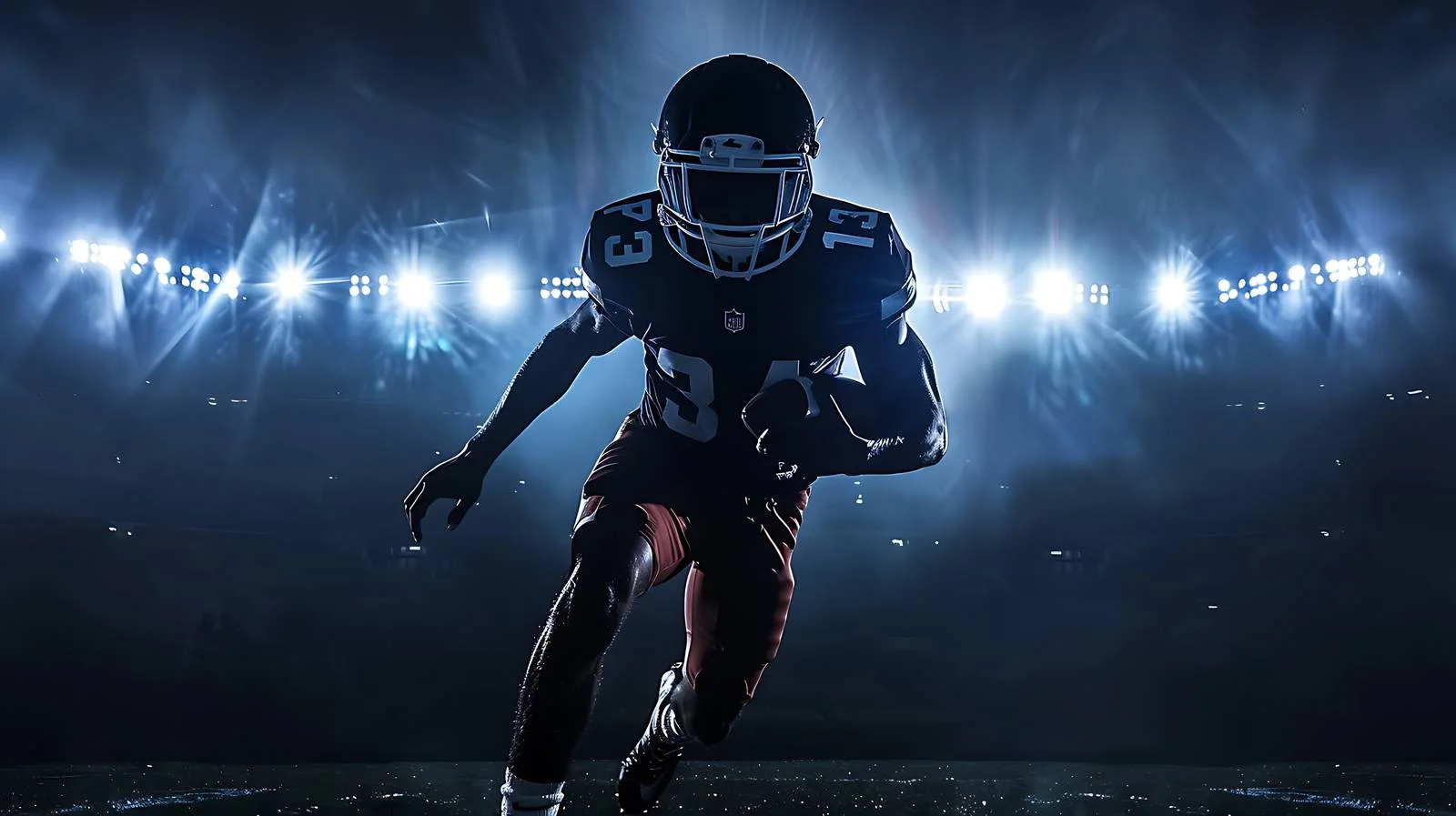 Energetic young soccer player sprinting in dim lighting — free download from Dotvec