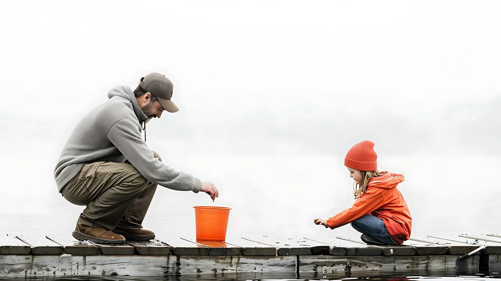Child feeding fish off Minnesota dockside — free download from Dotvec