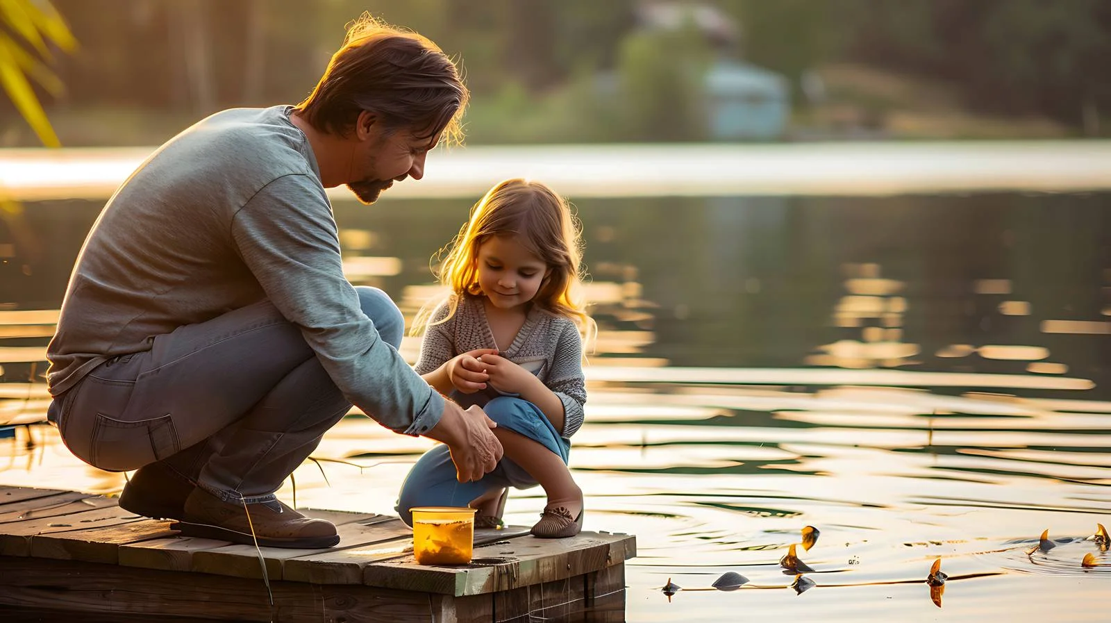 Girl feeding fish at Minnesota dock — free download from Dotvec