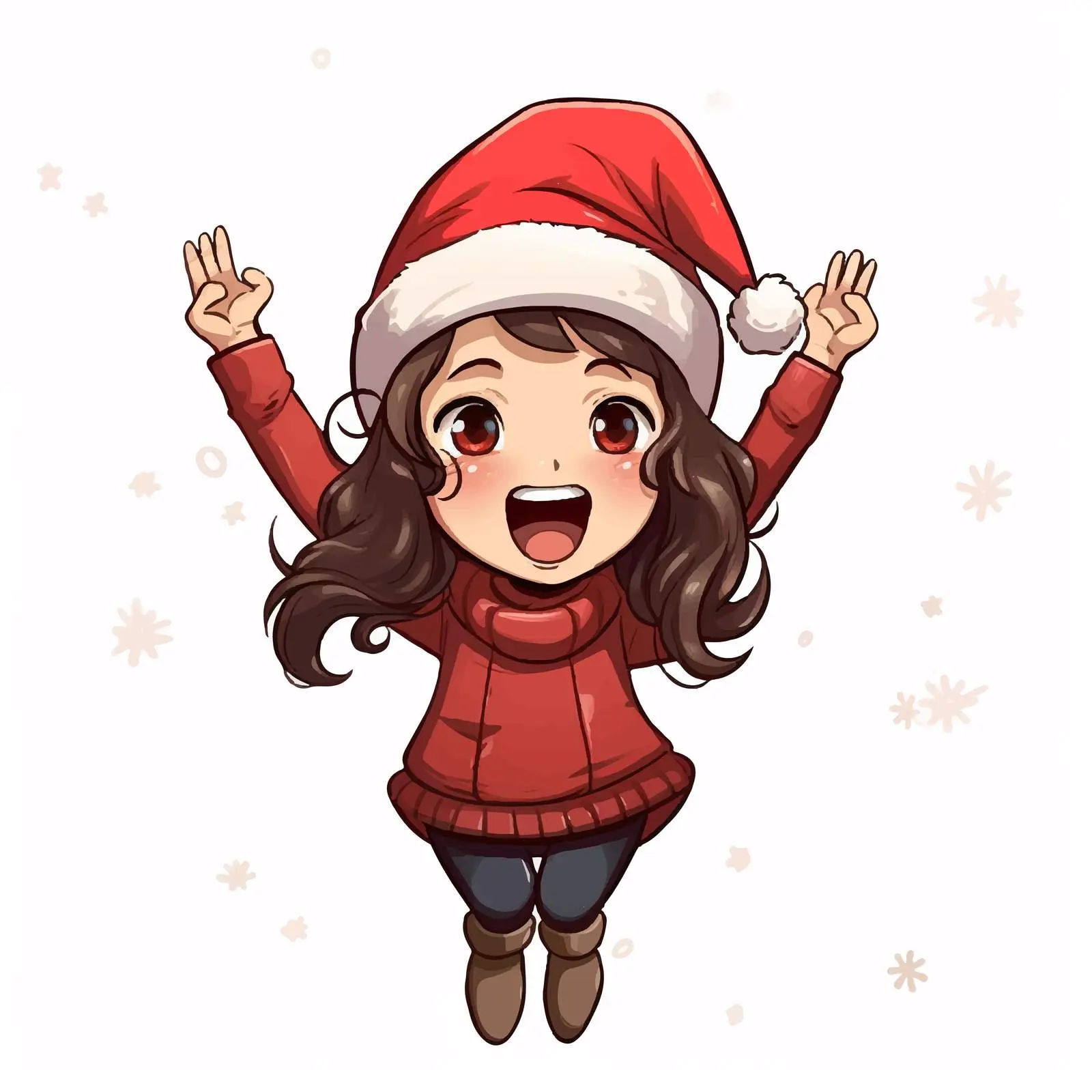 Cheerful Girl in Santa Hat Vector Design — free download from Dotvec