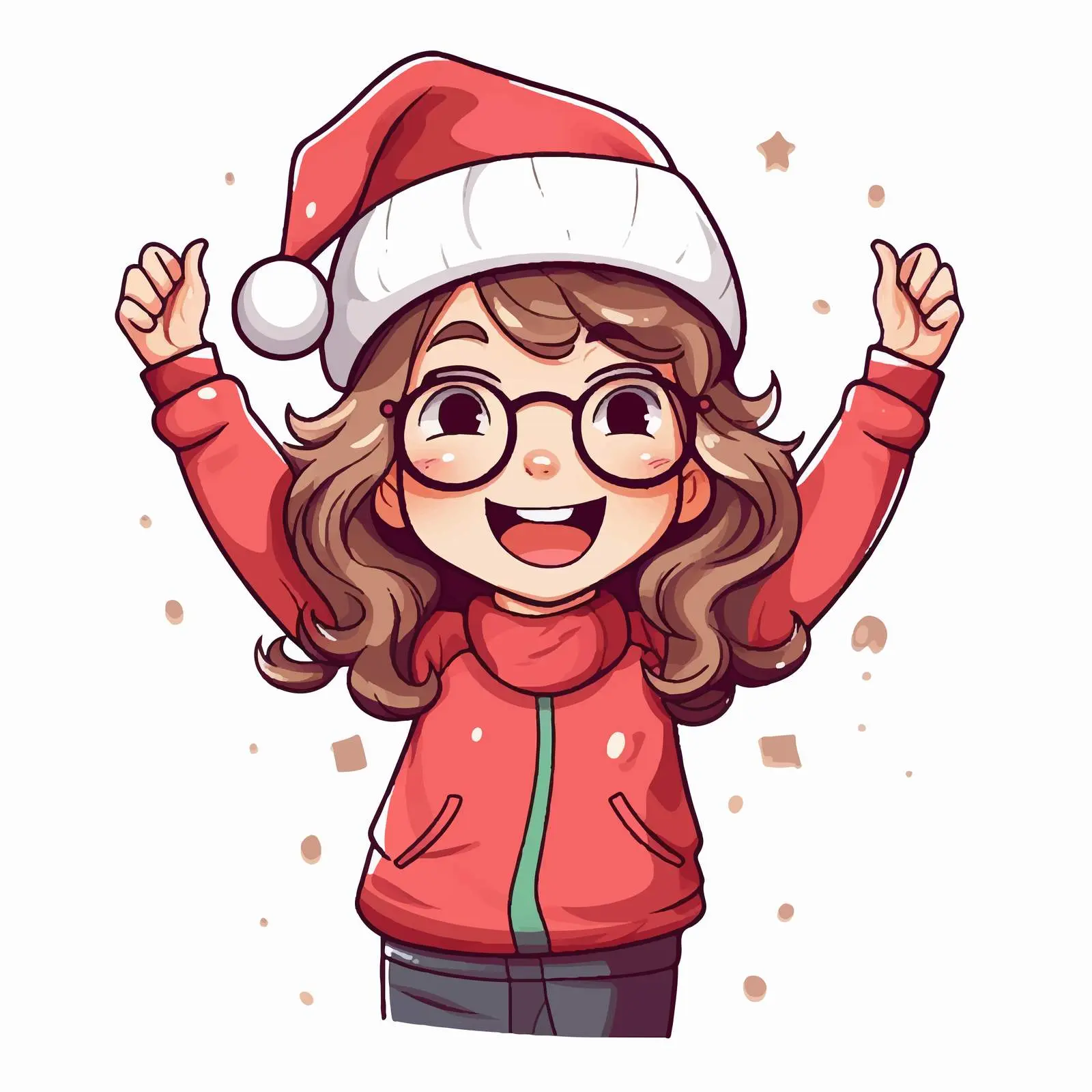 Young Girl Rejoicing in Santa Hat — free download from Dotvec