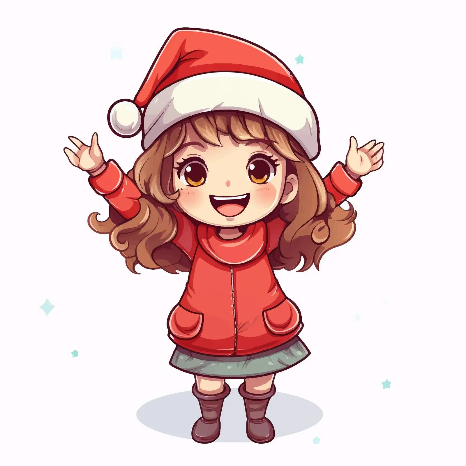 Young Girl in Santa Hat Celebrating Christmas – free icing image from Dotvec