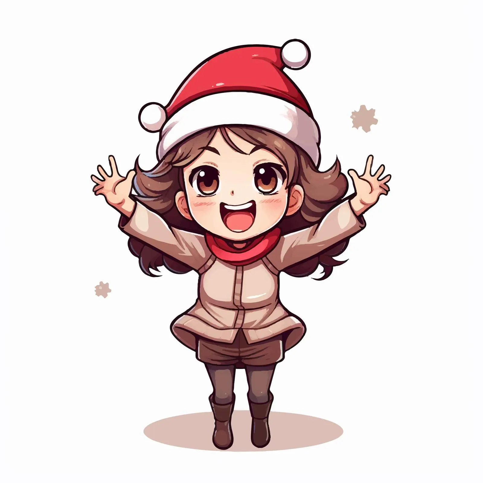 Cheerful Young Girl in Santa Hat Vector — free download from Dotvec