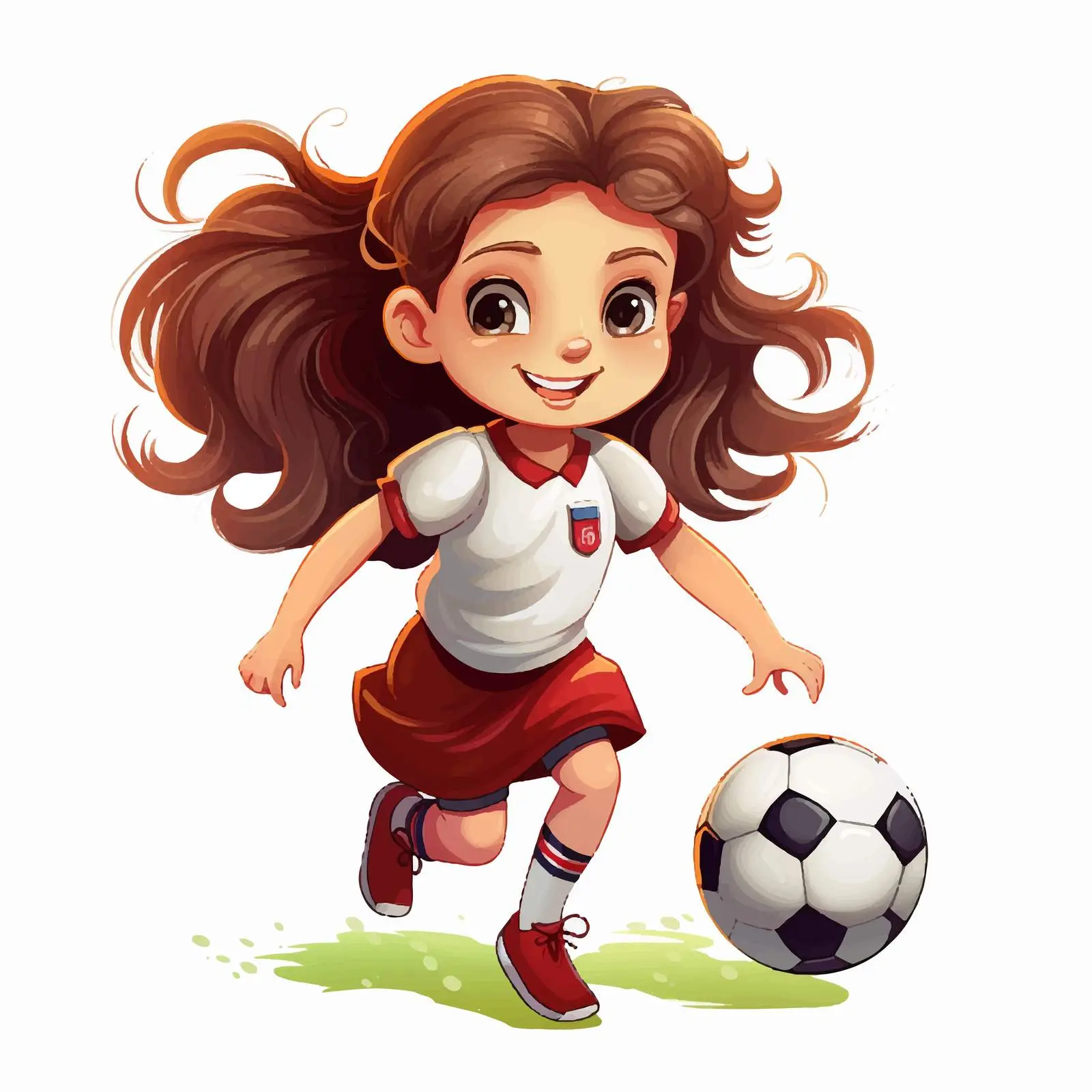 Cartoon Illustration of Young Girl Playing Soccer — free download from Dotvec