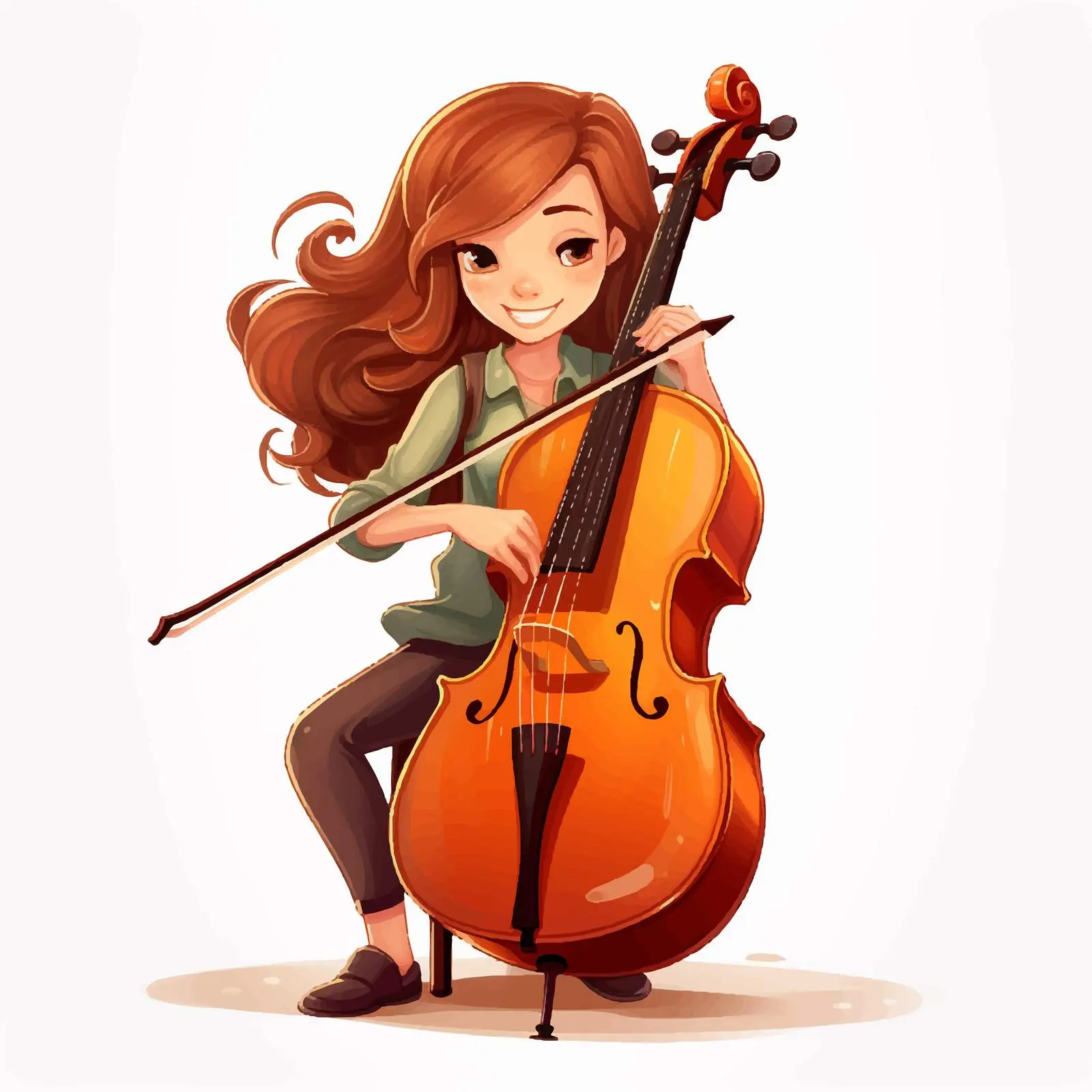 Young Girl Playing Cello Cartoon Vector Illustration — free download from Dotvec