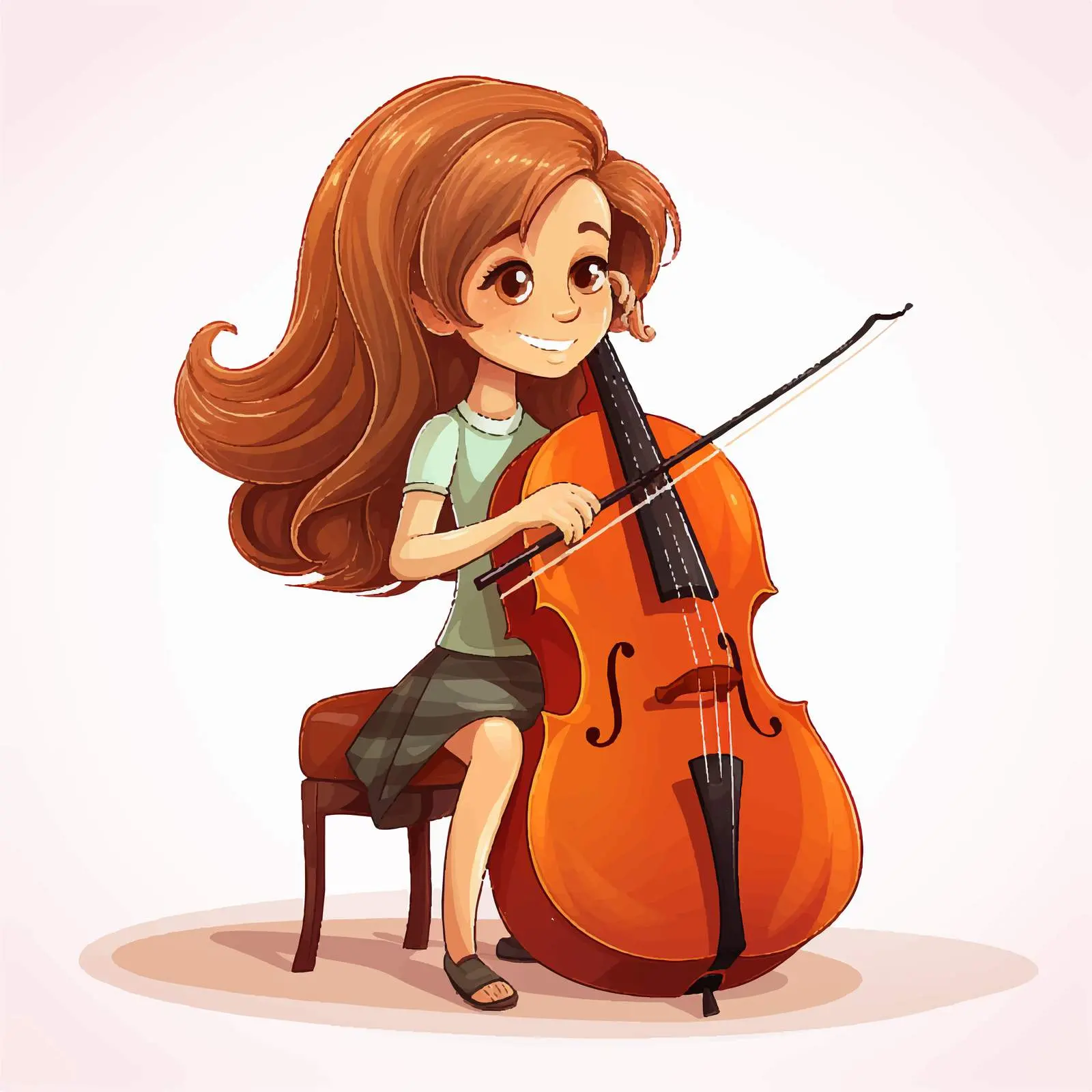 Cute Girl Playing Cello Illustration — free download from Dotvec