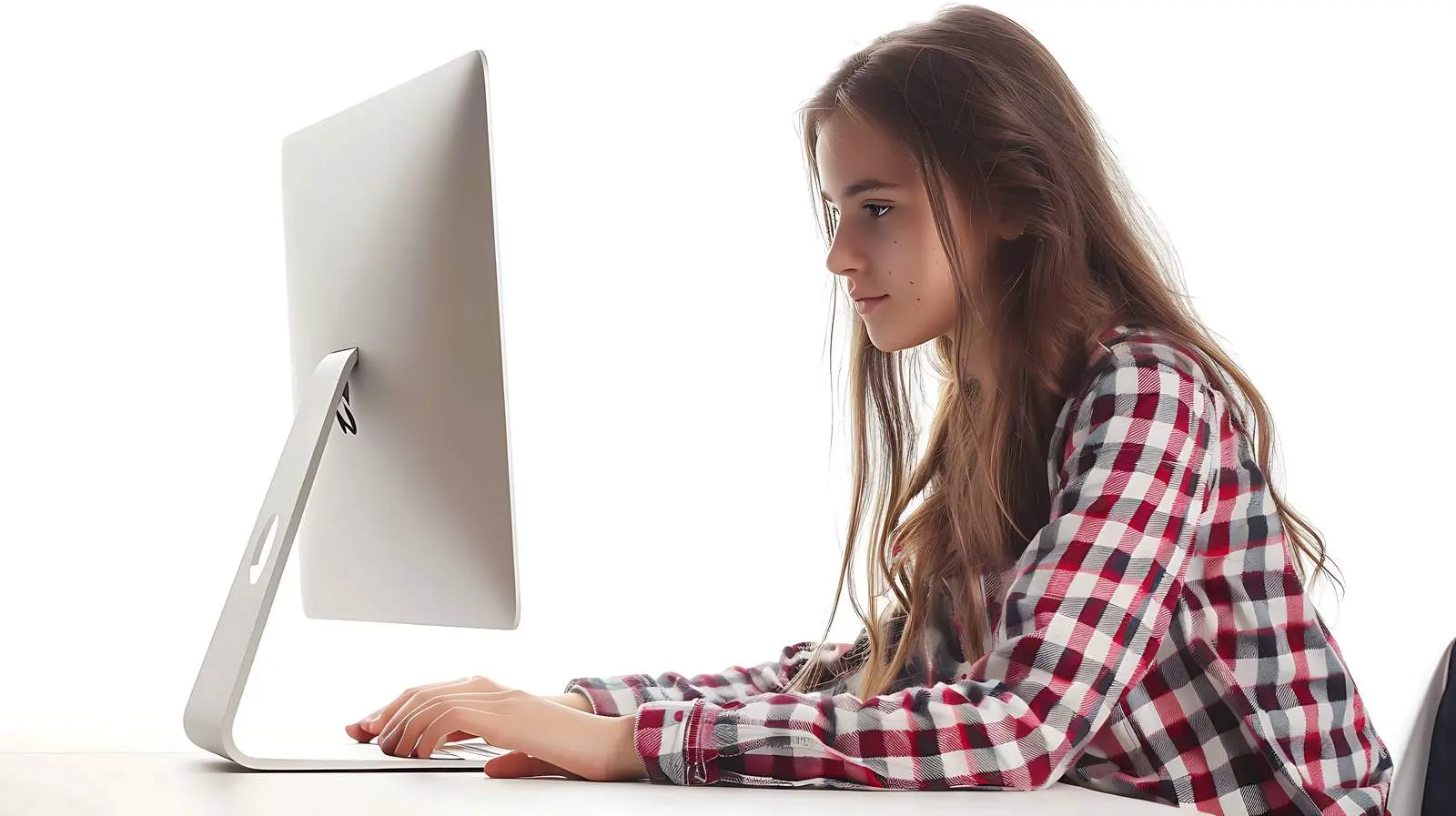 Young Girl Designer Working on Computer – free thoughtful image from Dotvec