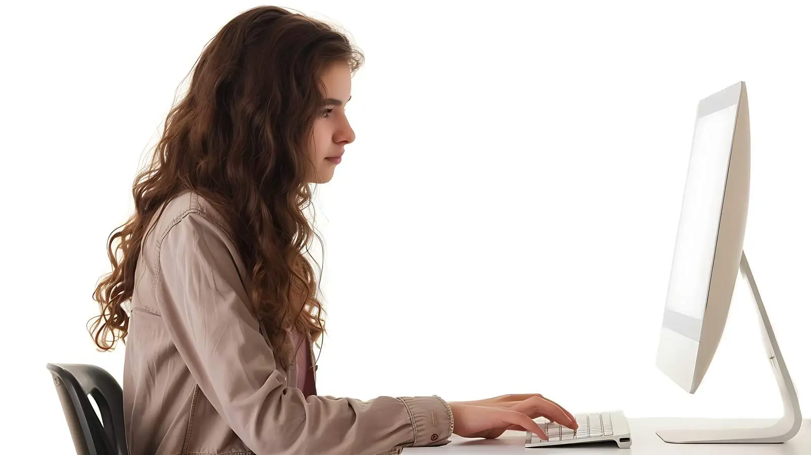 Young Girl Designer Working on Computer — free download from Dotvec